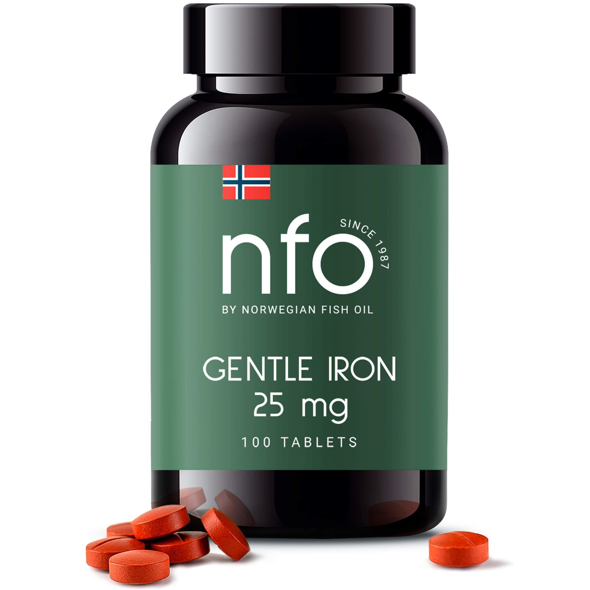 Изображение товара Железо легкодоступное 25мг NFO/Норвегиан фиш оил таблетки 550мг 100шт
