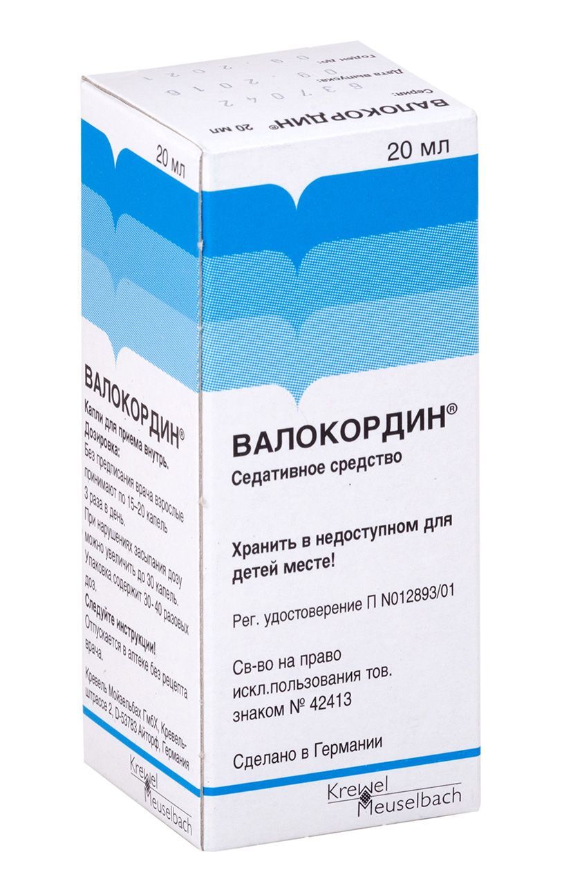 Изображение товара Валокордин капли 18,4мг/мл + 18,4мг/мл 20мл седативное спазмолитик лекарство
