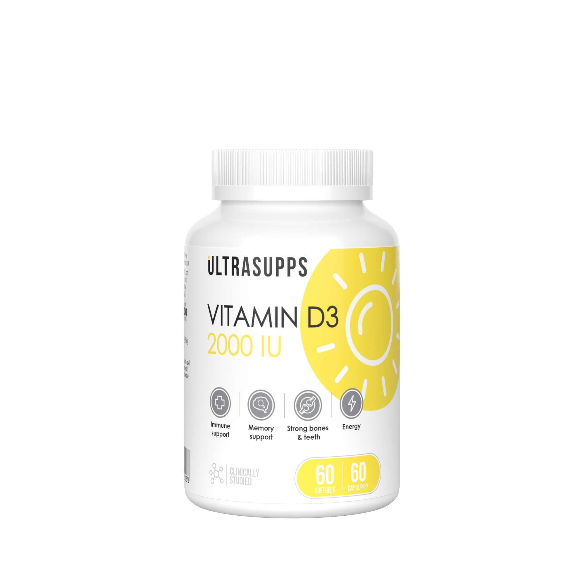 Изображение товара Витамин Д3 UltraSupps/Ультрасаппс капсулы мягкие 2000МЕ 260мг 60шт