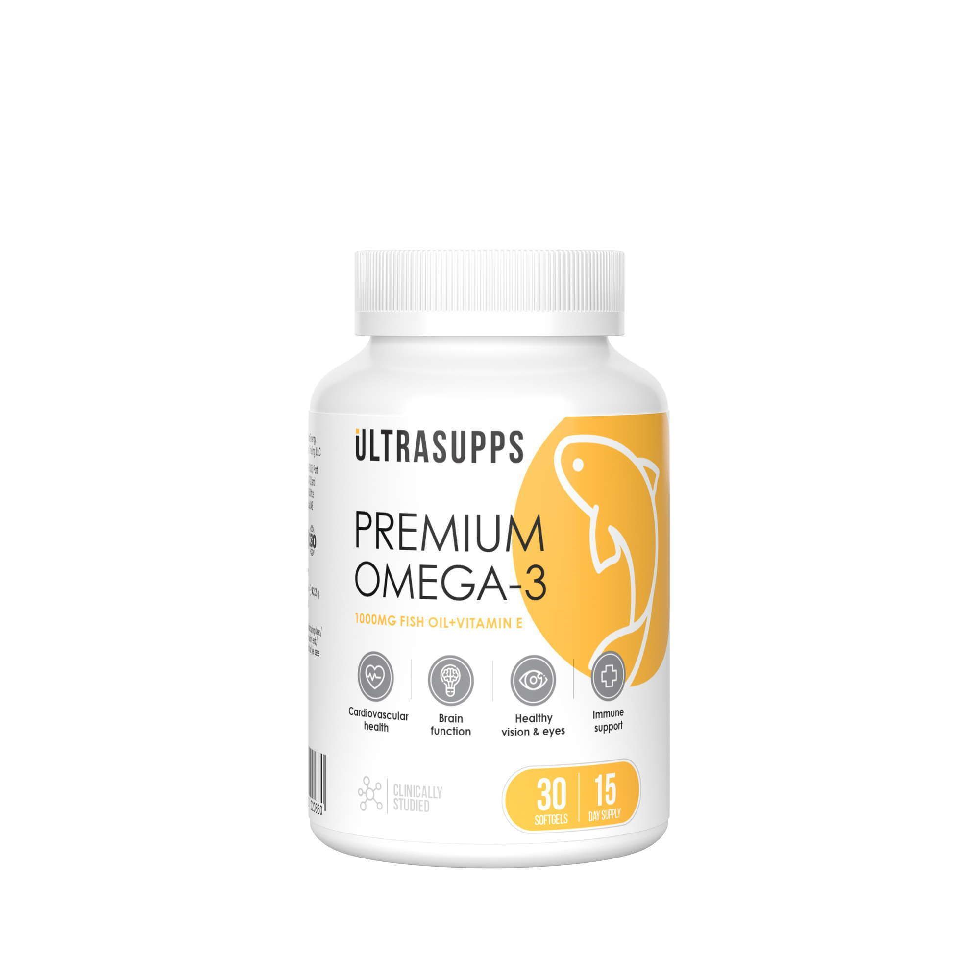 Изображение товара Омега-3 Премиум UltraSupps/Ультрасаппс капсулы мягкие 1405мг 30шт