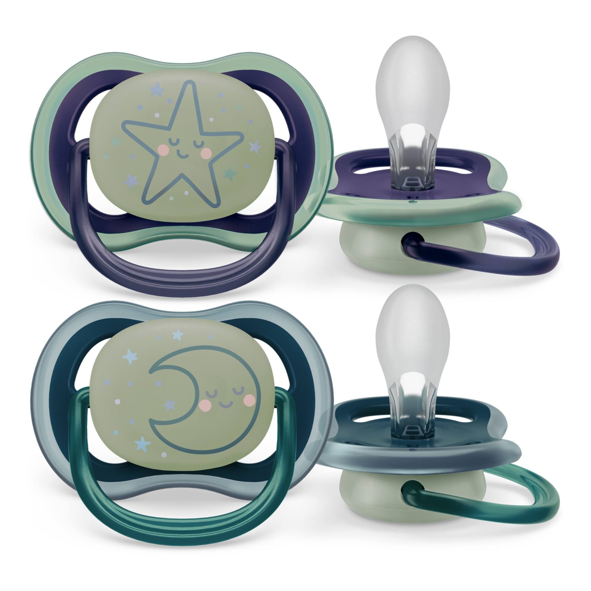 Изображение товара Соска-пустышка Philips Avent ultra air night SCF376/13 с футляром 6-18 мес