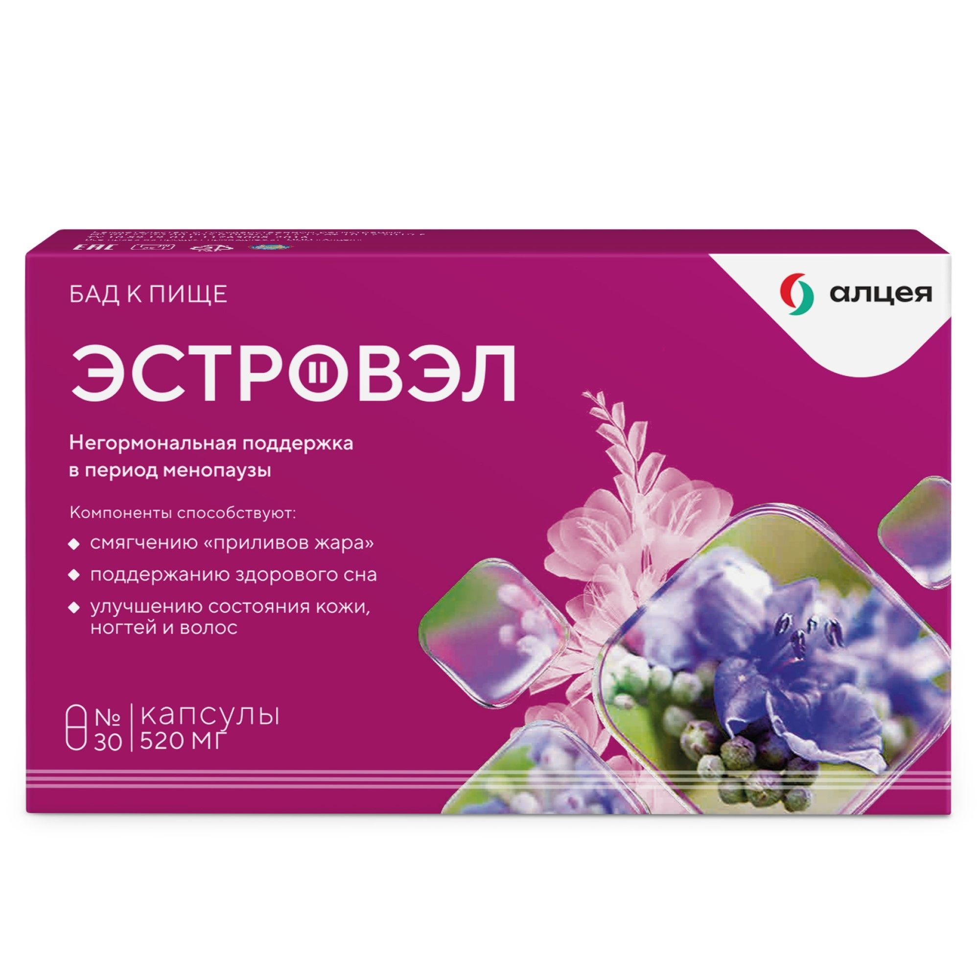 Изображение товара Эстровэл капсулы 520мг 30 шт комплекс для женщин натуральное гормональное поддержание