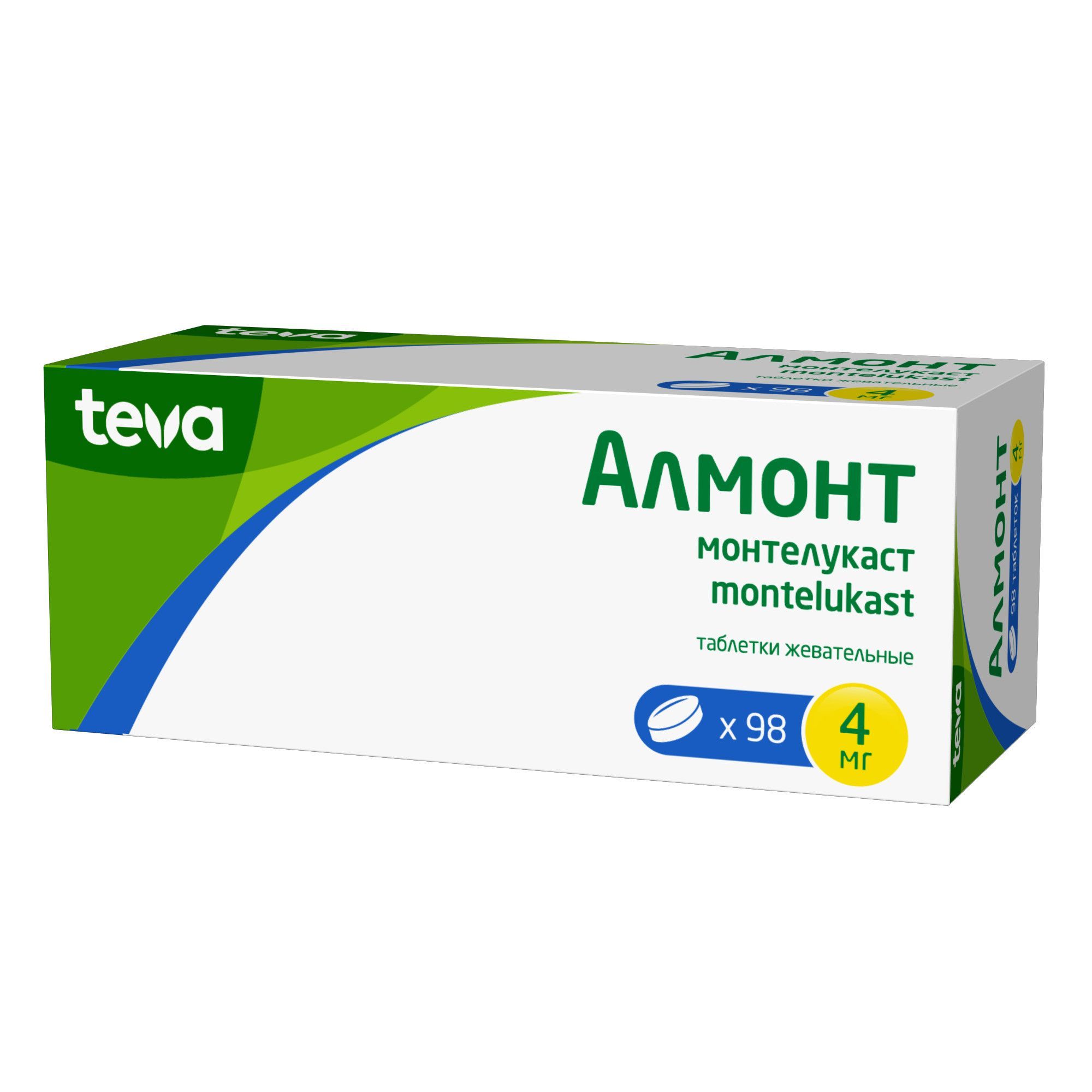 Изображение товара Алмонт таблетки жевательные 4 мг для детей 98 шт бронхолитик и против аллергии
