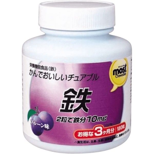 Изображение товара Железо вкус сливы Orihiro 1000 мг 180 жевательных таблеток