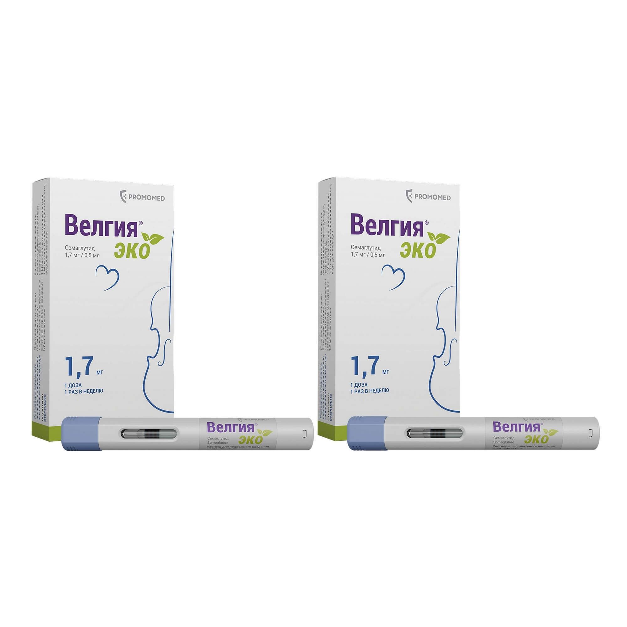 Изображение товара 2Х Велгия Эко раствор для п/к введ. шприц в автоинжекторе 1,7мг 0,75мл 4шт