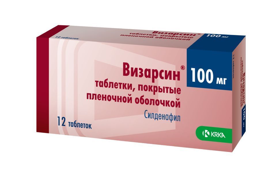 Изображение товара Визарсин 100 мг таблетки для лечения эректильной дисфункции и легочной гипертензии 12 шт