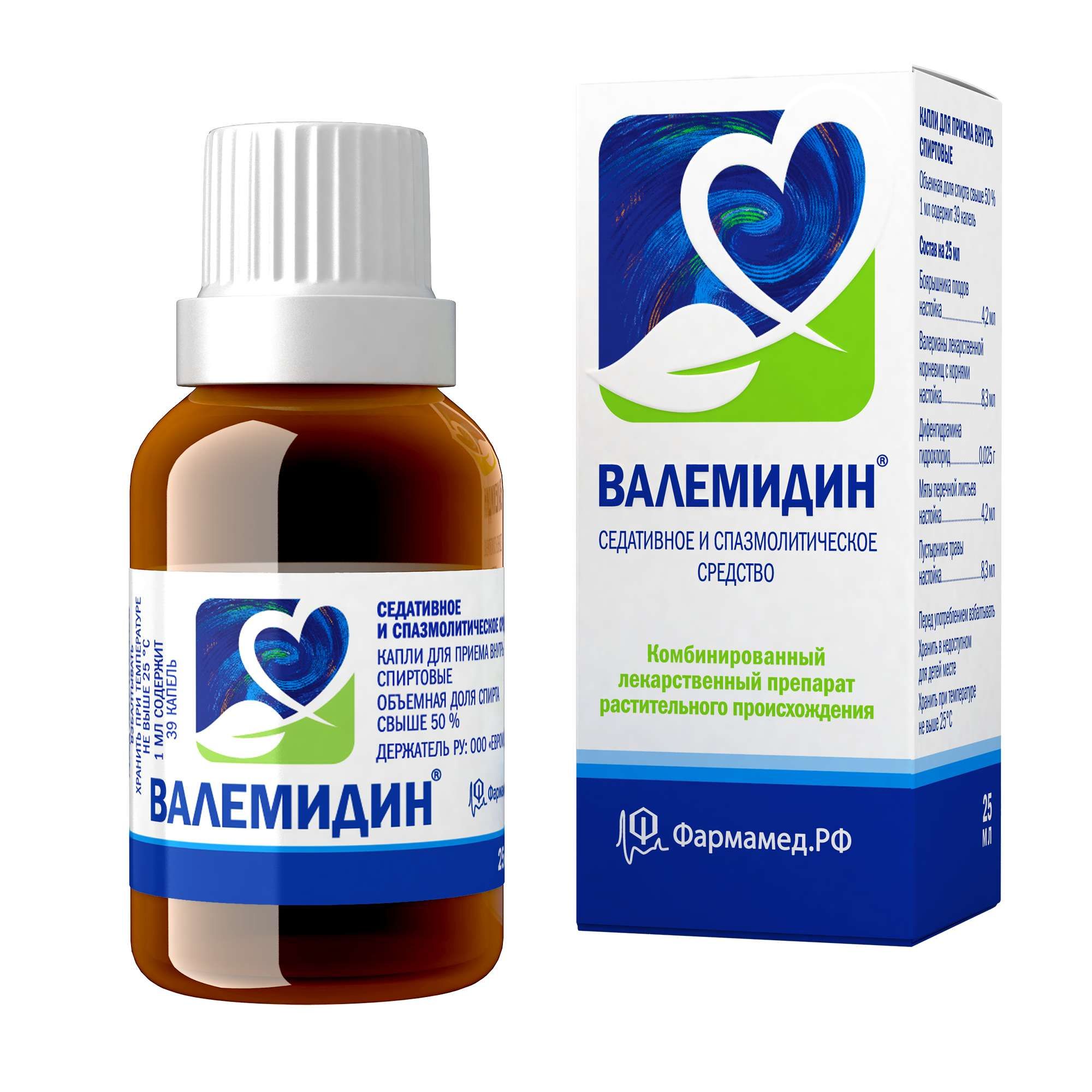 Изображение товара Валемидин капли внутрь 25мл седативное средство для неврозов гипертонии