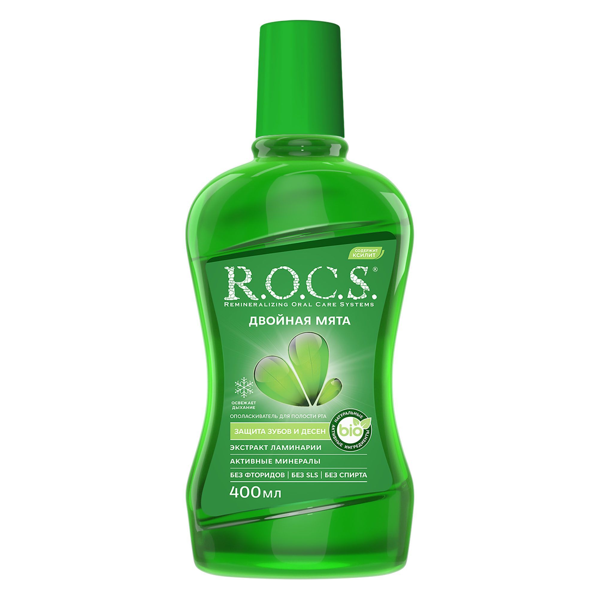 Изображение товара Опolаскиватель для полости рта R.O.C.S. Двойная мята 400 мл для укрепления и свежести дыхания