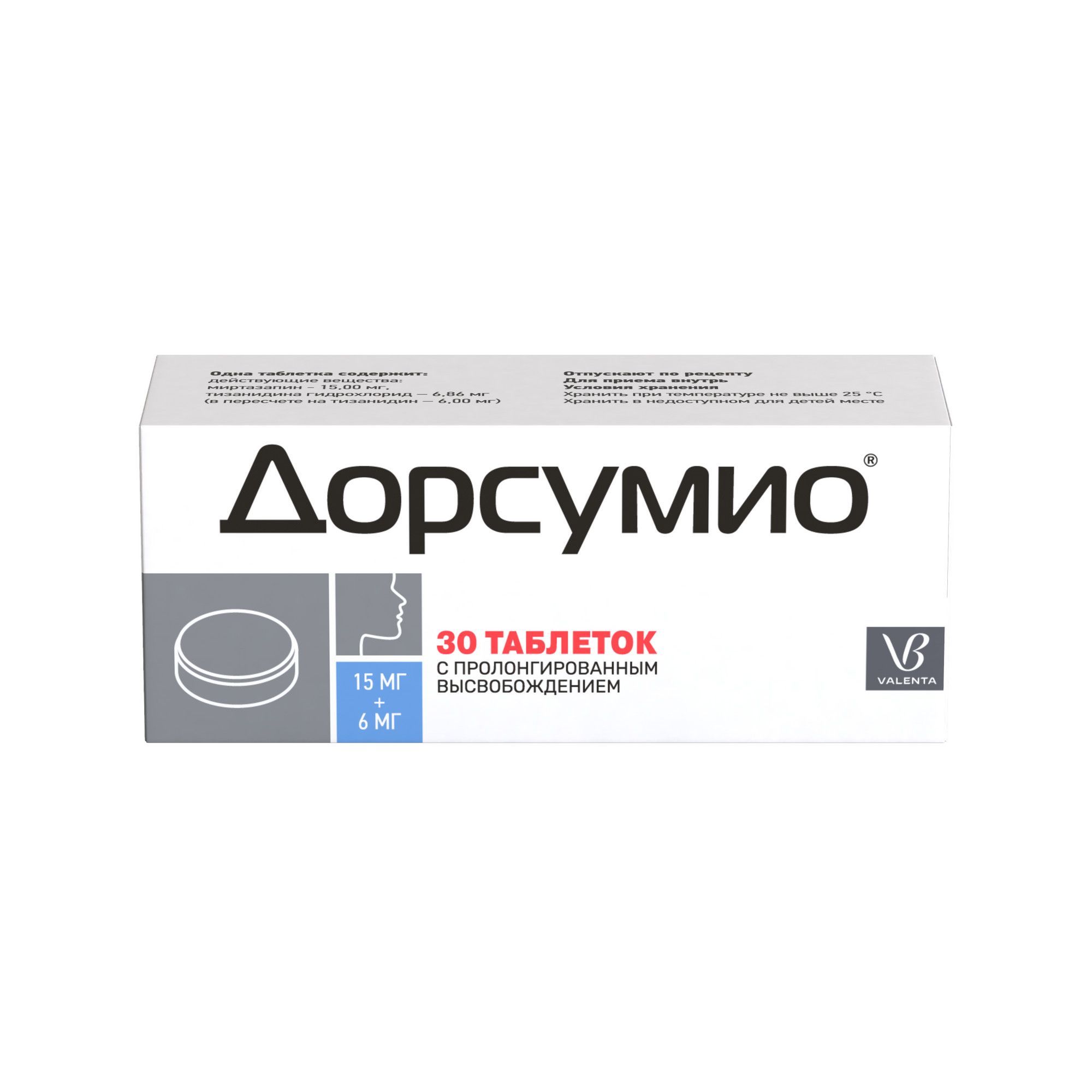 Изображение товара Дорсумио таблетки с пролонгированным высвобождением 15мг+6мг 30шт