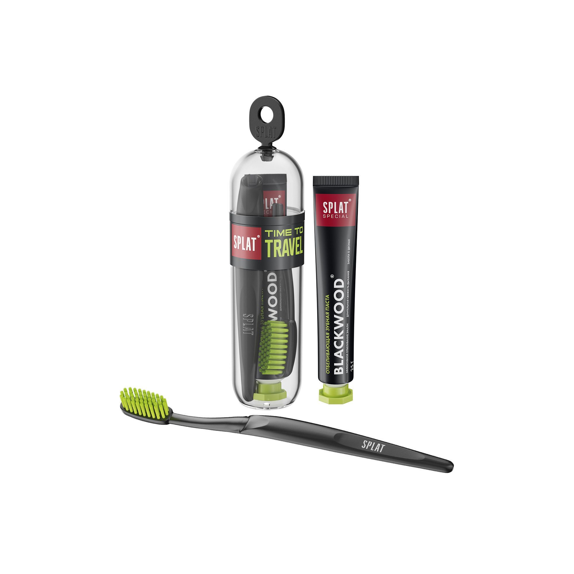 Изображение товара Набор дорожный Splat: паста черное дерево 25г и щетка средней жесткости