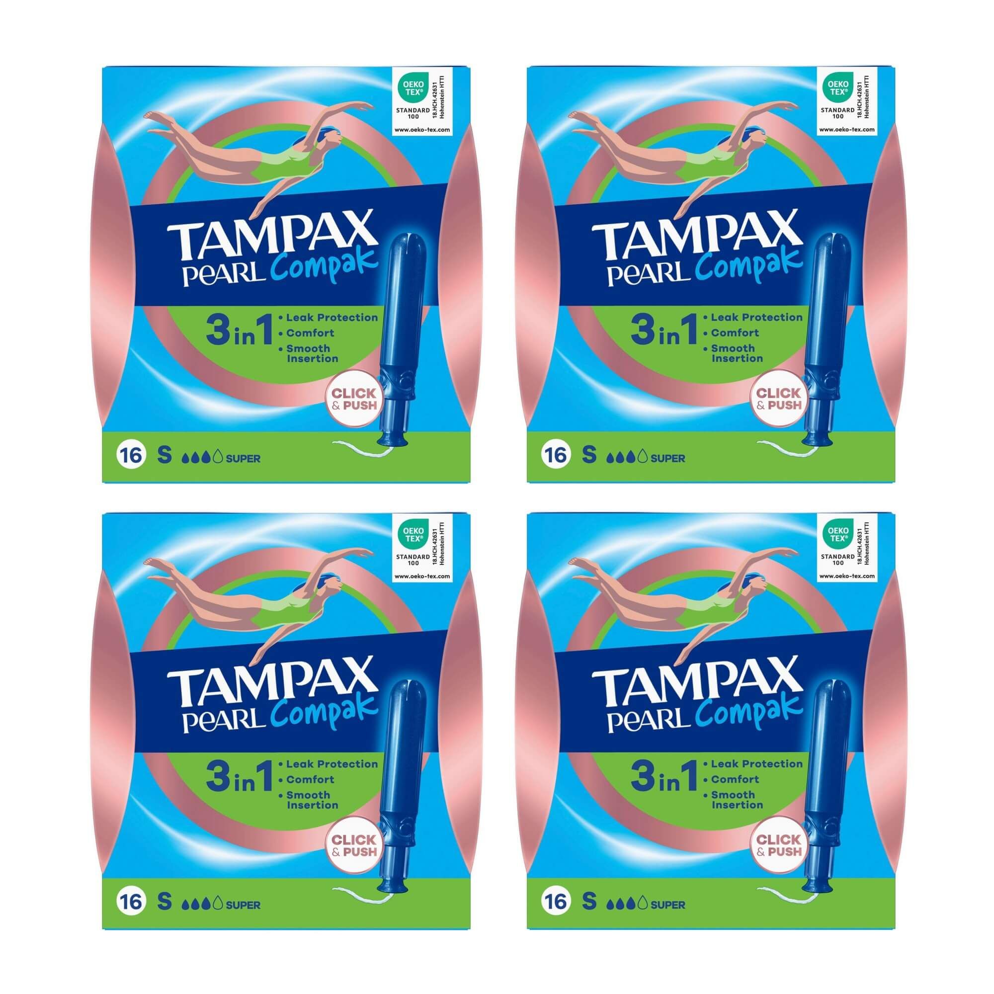 Изображение товара Гигиенические тампоны с аппликатором Super Compak Pearl Tampax 16 шт