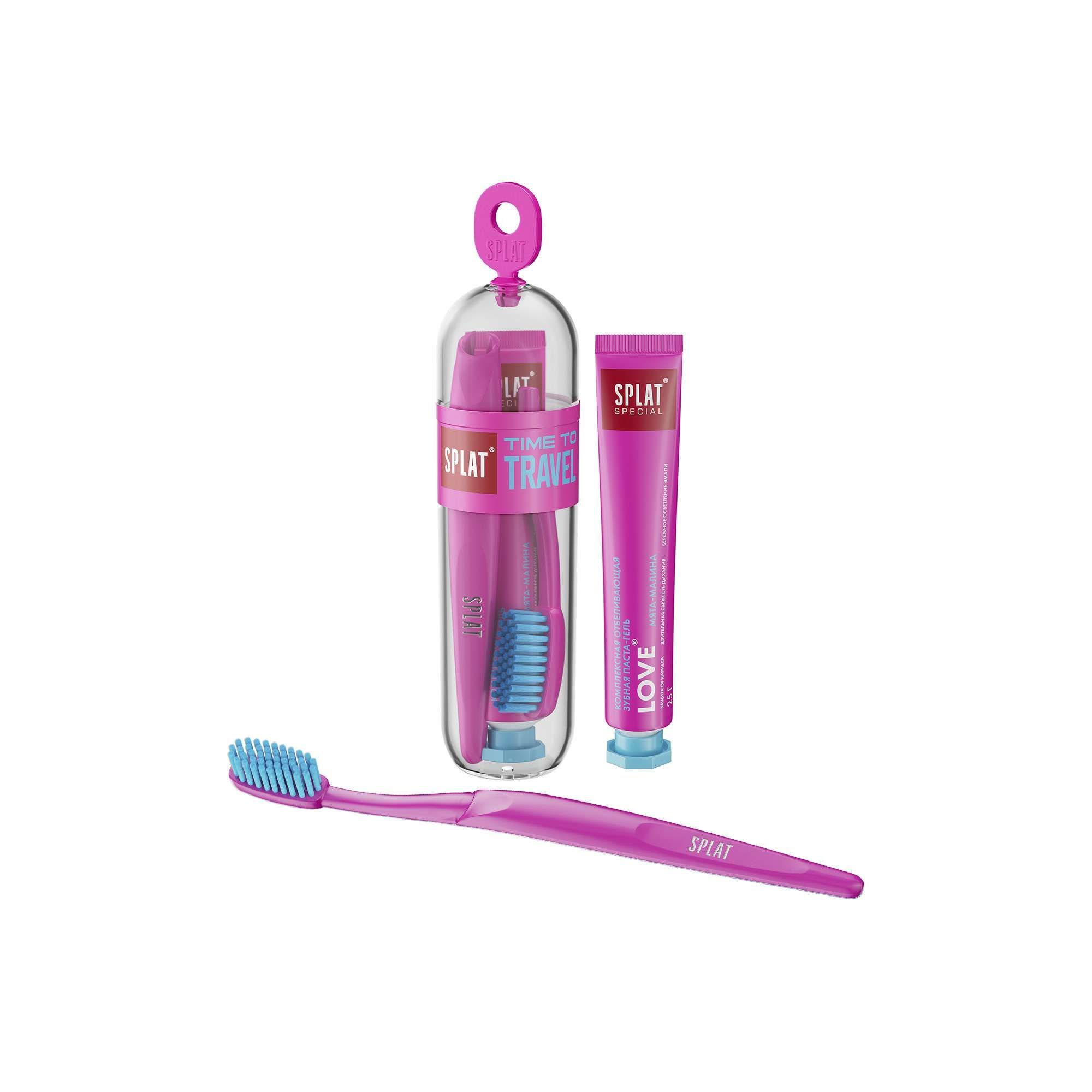Изображение товара Комплект дорожный зубная паста и щетка Splat Любовь средней жесткости 25г