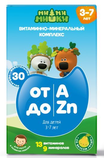 Изображение товара Витаминный комплекс для детей 3-7 лет Ми-ми-мишки жевательные 860мг 30шт