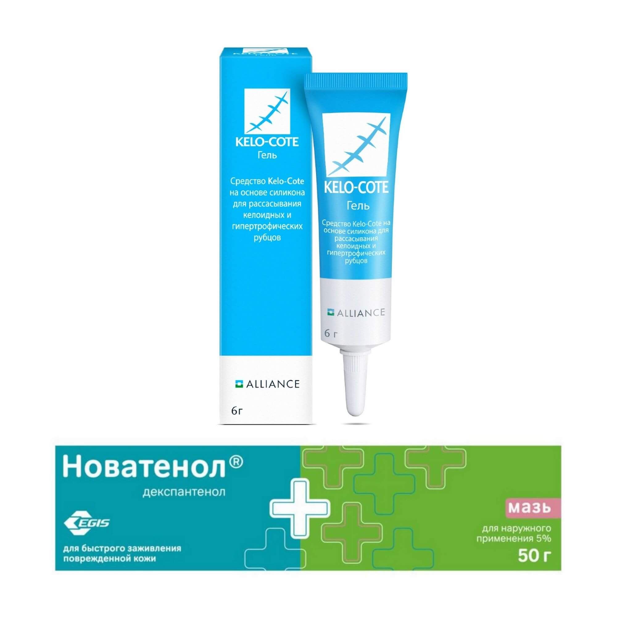 Изображение товара Новатенол мазь 5% 50г и Кело-Кот гель 6г для лечения кожи