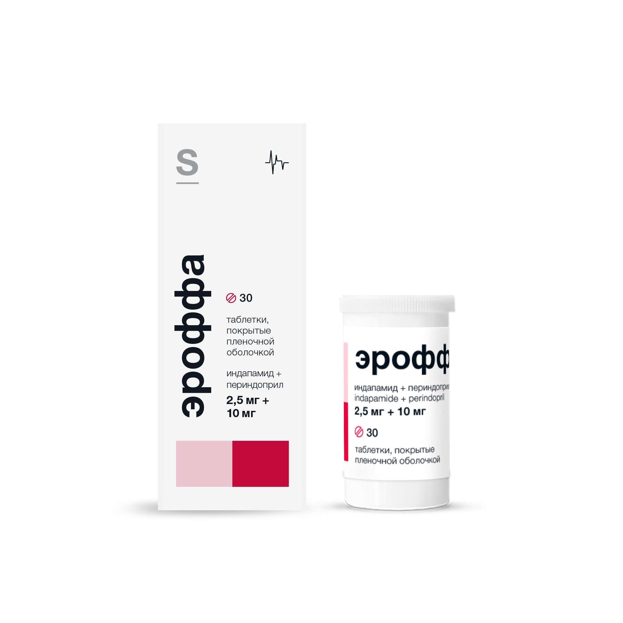 Изображение товара Эроффа таблетки п/о плен. 2,5мг + 10мг 30шт - антигипертензивное средство