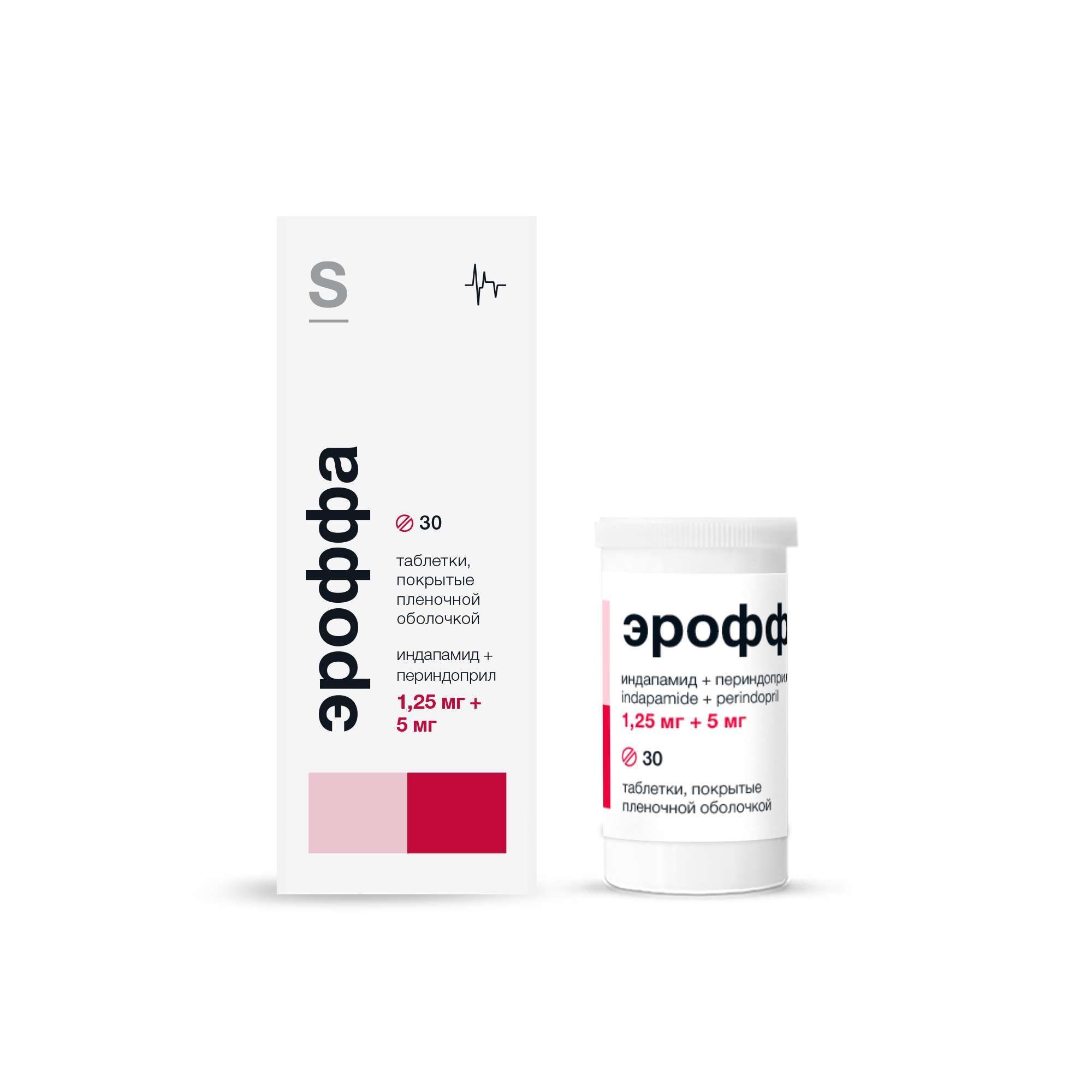 Изображение товара Эроффа таблетки п/о пленочные 1, 25мг+5мг 30 шт - комбинированное гипертензивное средство