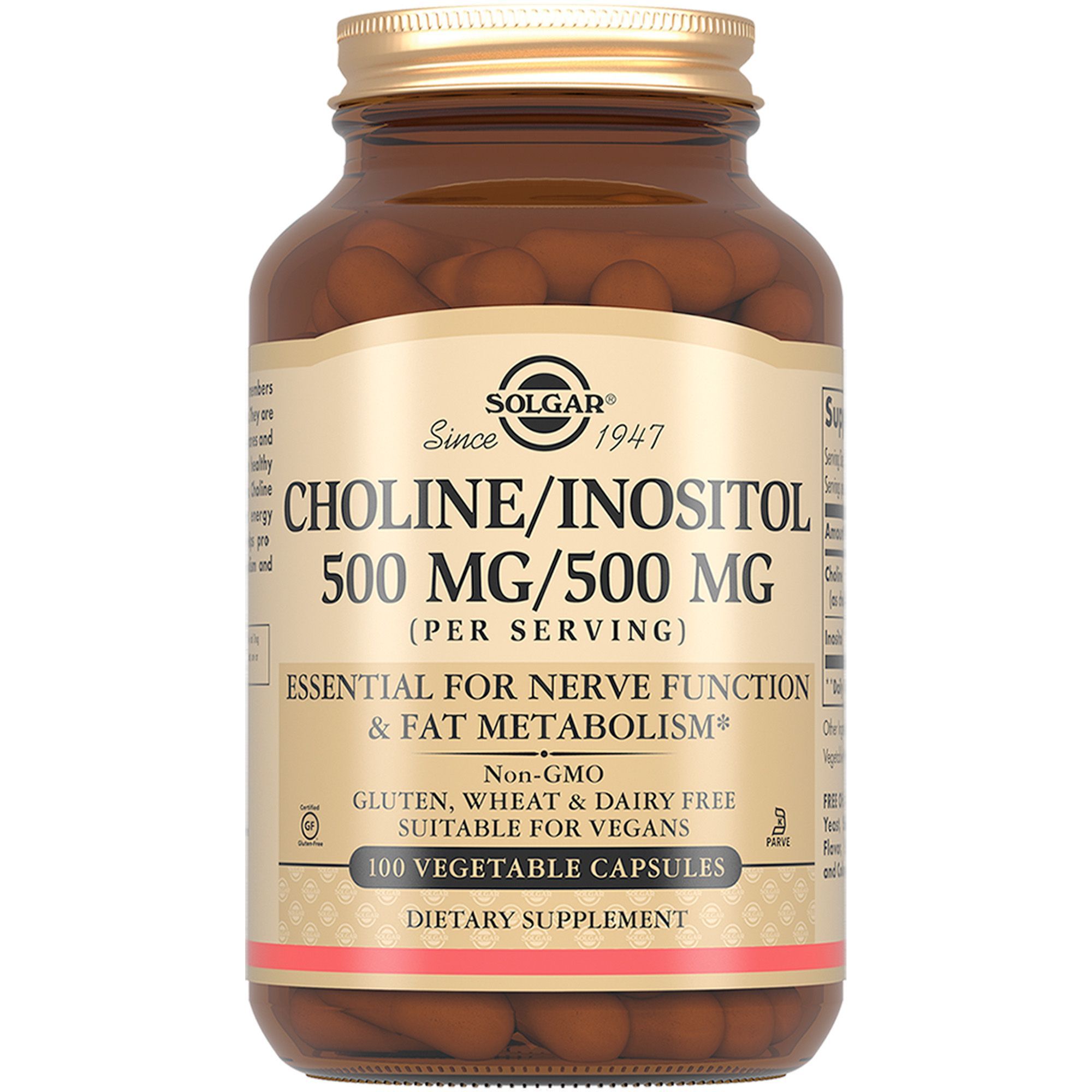 Изображение товара Холин+Инозитол Solgar капсулы 500мг+500мг 100 шт для здоровья печени нервной системы