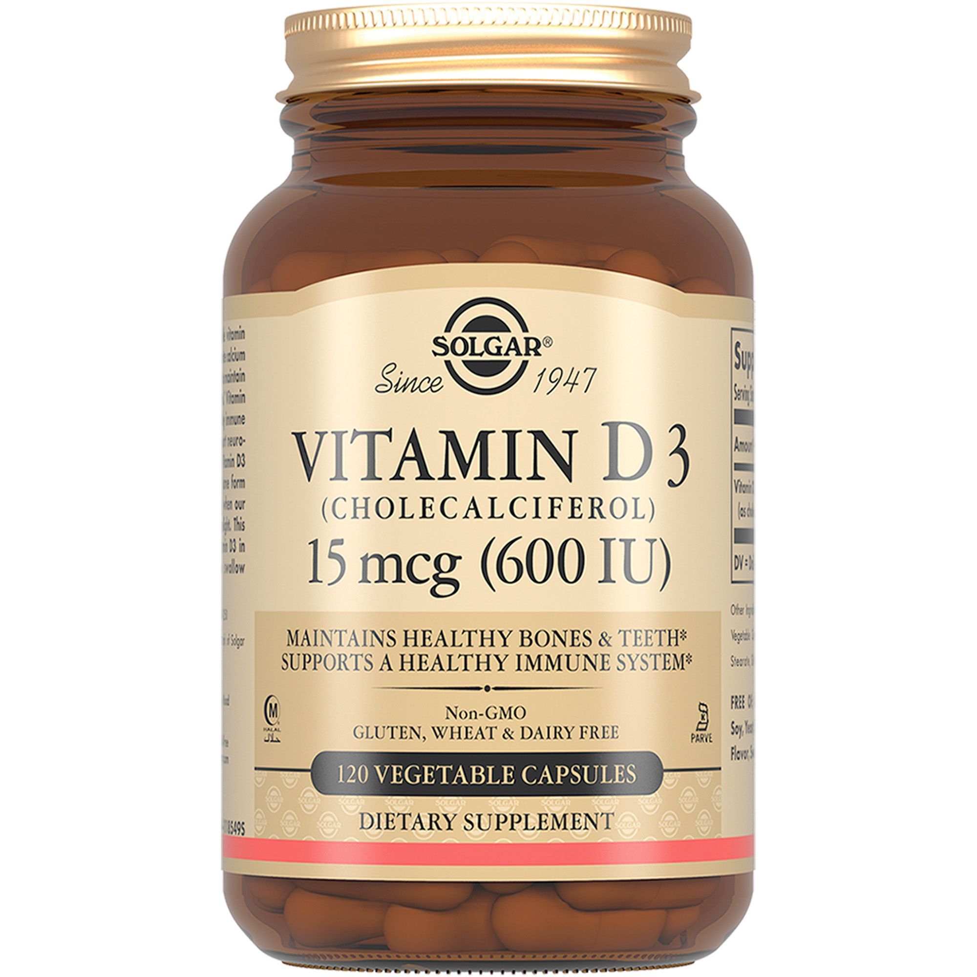 Изображение товара Витамин D3 Solgar капсулы 600МЕ 120 шт для укрепления костей и иммунитета