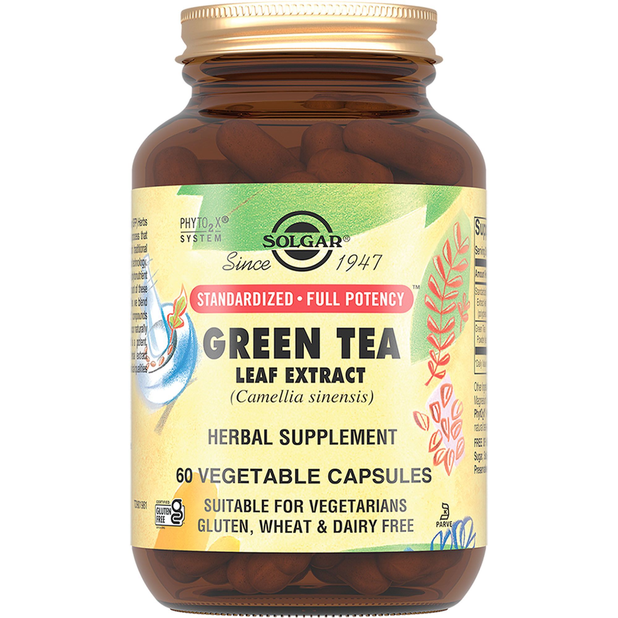 Изображение товара Экстракт листьев зеленого чая Solgar капсулы 60 шт - антиоксиданты для метаболизма