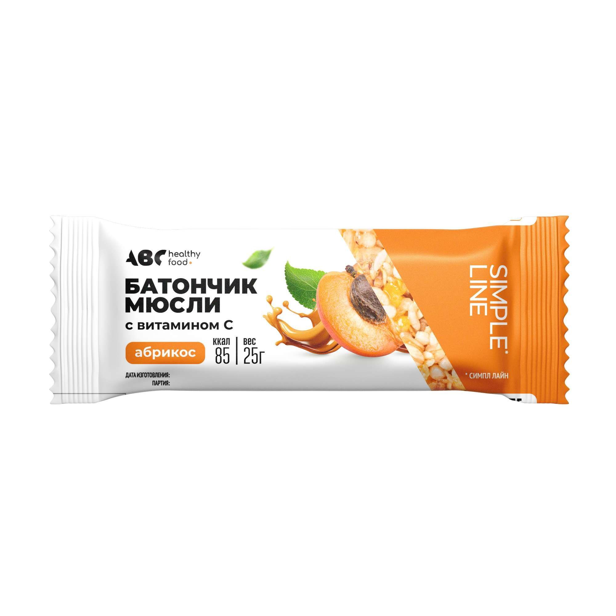 Изображение товара Батончик мюсли вкус абрикоса Я натуральный! ABC Healthy Food 25г
