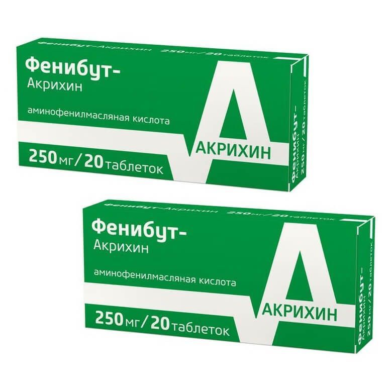 Изображение товара 2Х Фенибут-Акрихин таб. 250мг №20
