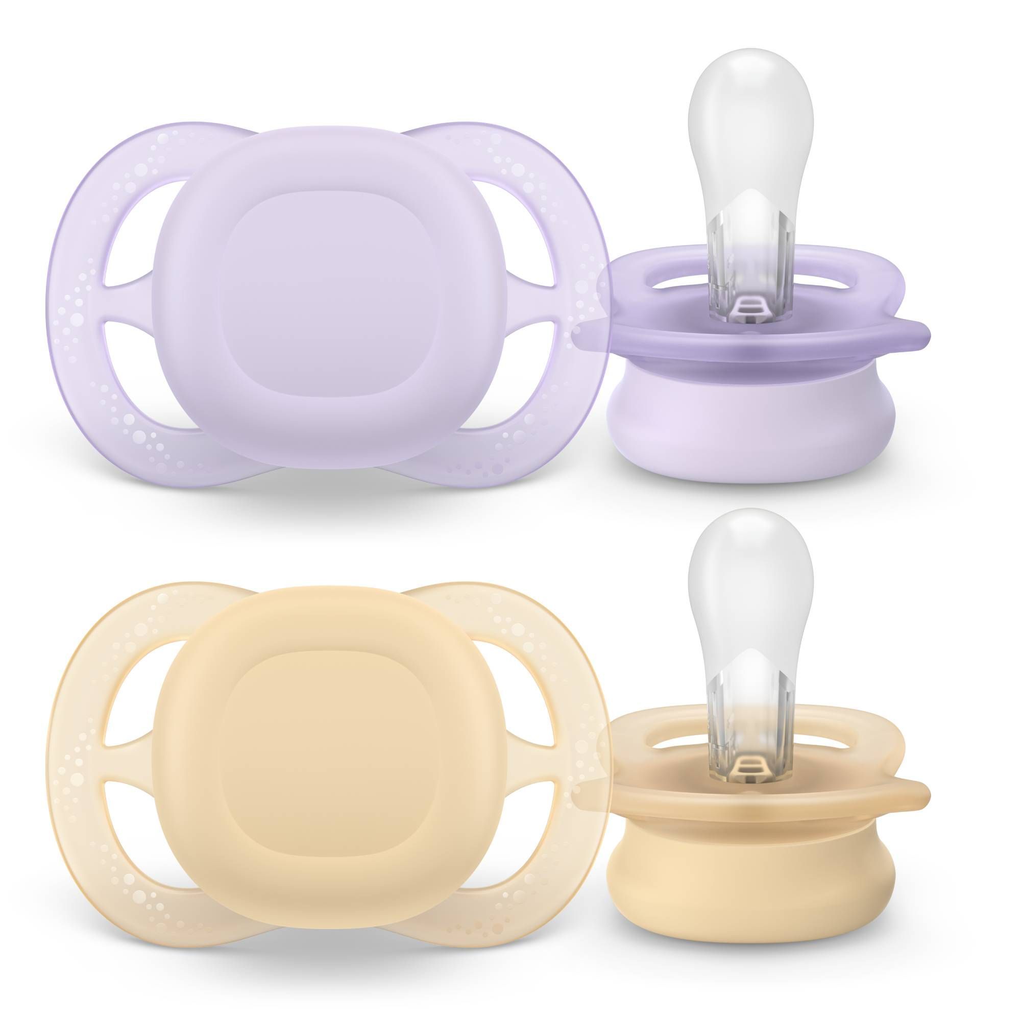 Изображение товара Соска-пустышка силиконовая ортодонтическая с щитком-нагубником с футляром 0-2 мес. Ultra Start Philips Avent 2шт (SCF075/01)