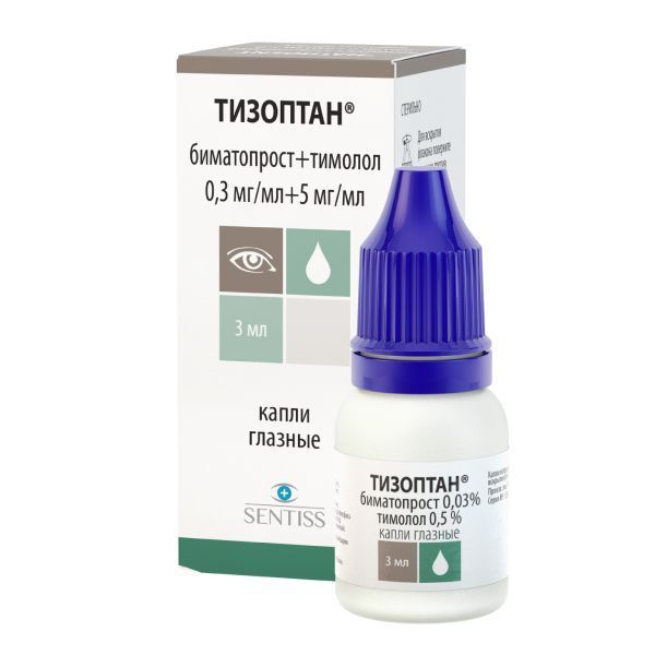 Изображение товара Тизоптан капли глазные 0,3мг/мл+5мг/мл 3мл