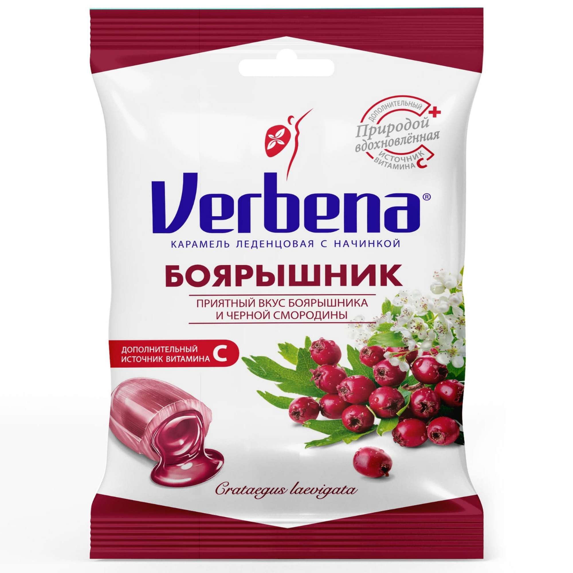 Изображение товара Карамель леденцовая с начинкой боярышник Verbena/Вербена пак. 60г