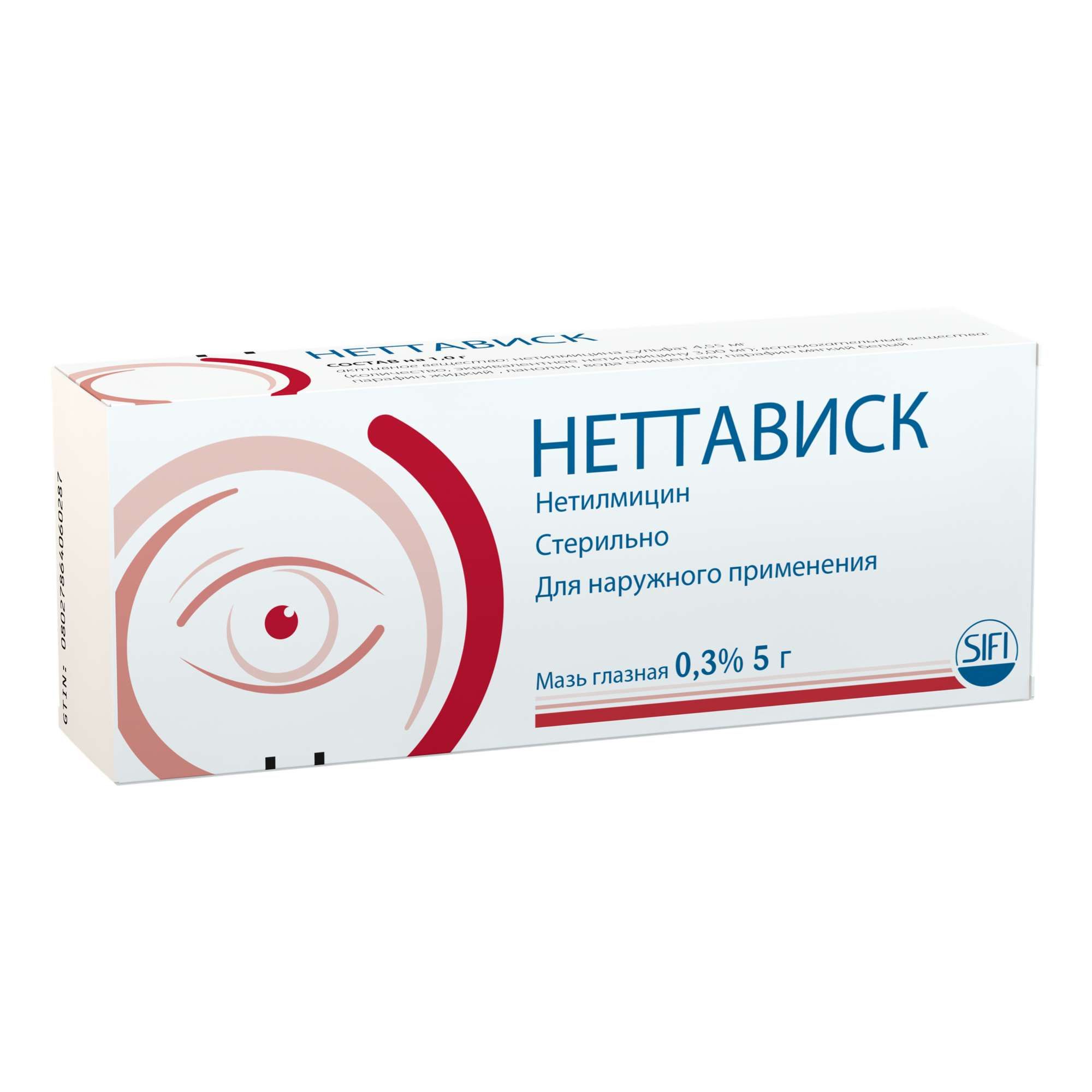 Изображение товара Неттависк глазная мазь 0,3% 5 г для лечения инфекций глаз