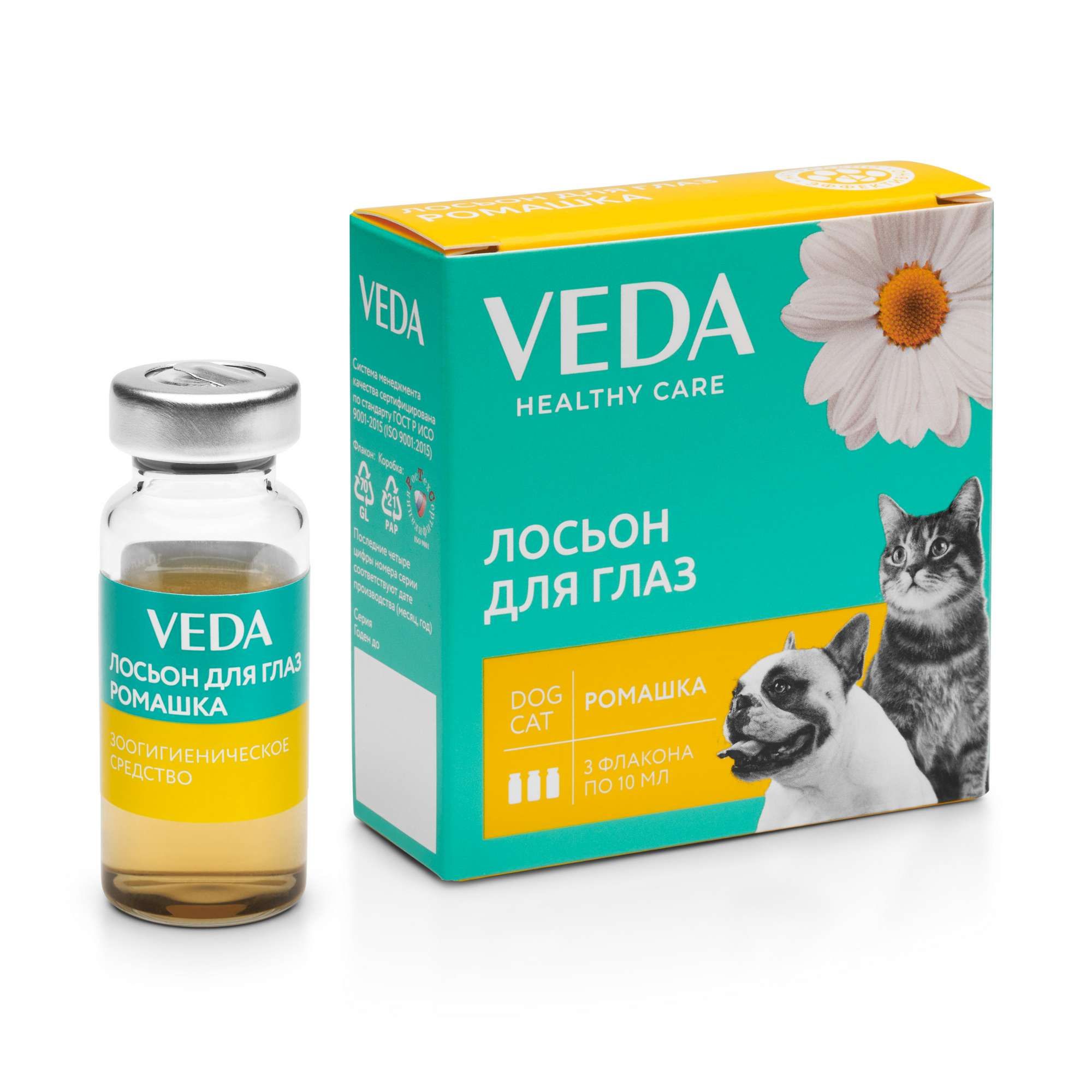Изображение товара Veda Фитоэлита Лосьон для глаз средство зоогигиеническое с ромашкой фл. 10мл 3шт