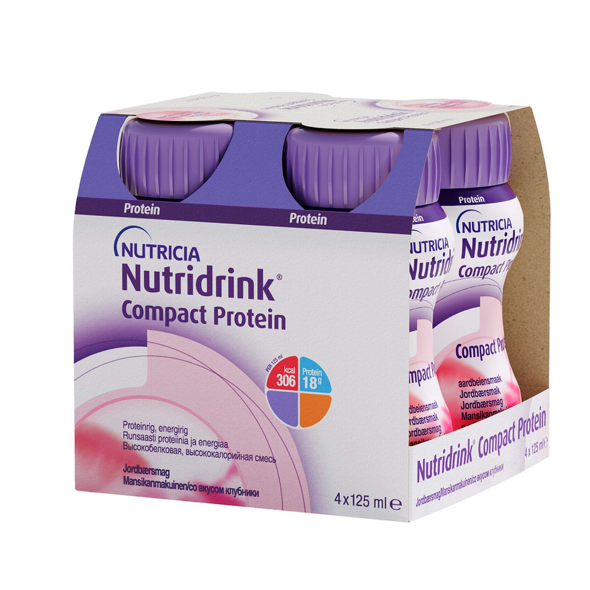 Изображение товара Высокобелковое лечебное питание Nutridrink Компакт Протеин клубника 125мл 4шт Изображение товара Высокобелковое лечебное питание Nutridrink Компакт Протеин клубника 125мл 4шт