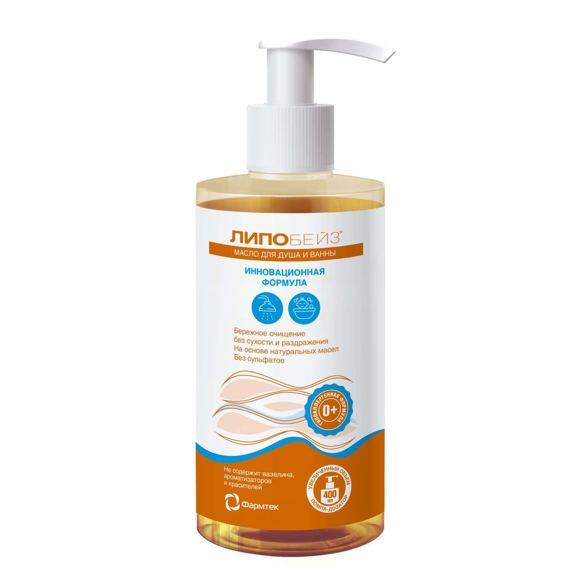 Изображение товара Масло для душа и ванны для сухой, очень сухой кожи младенцев и взрослых Липобейз фл. 400мл