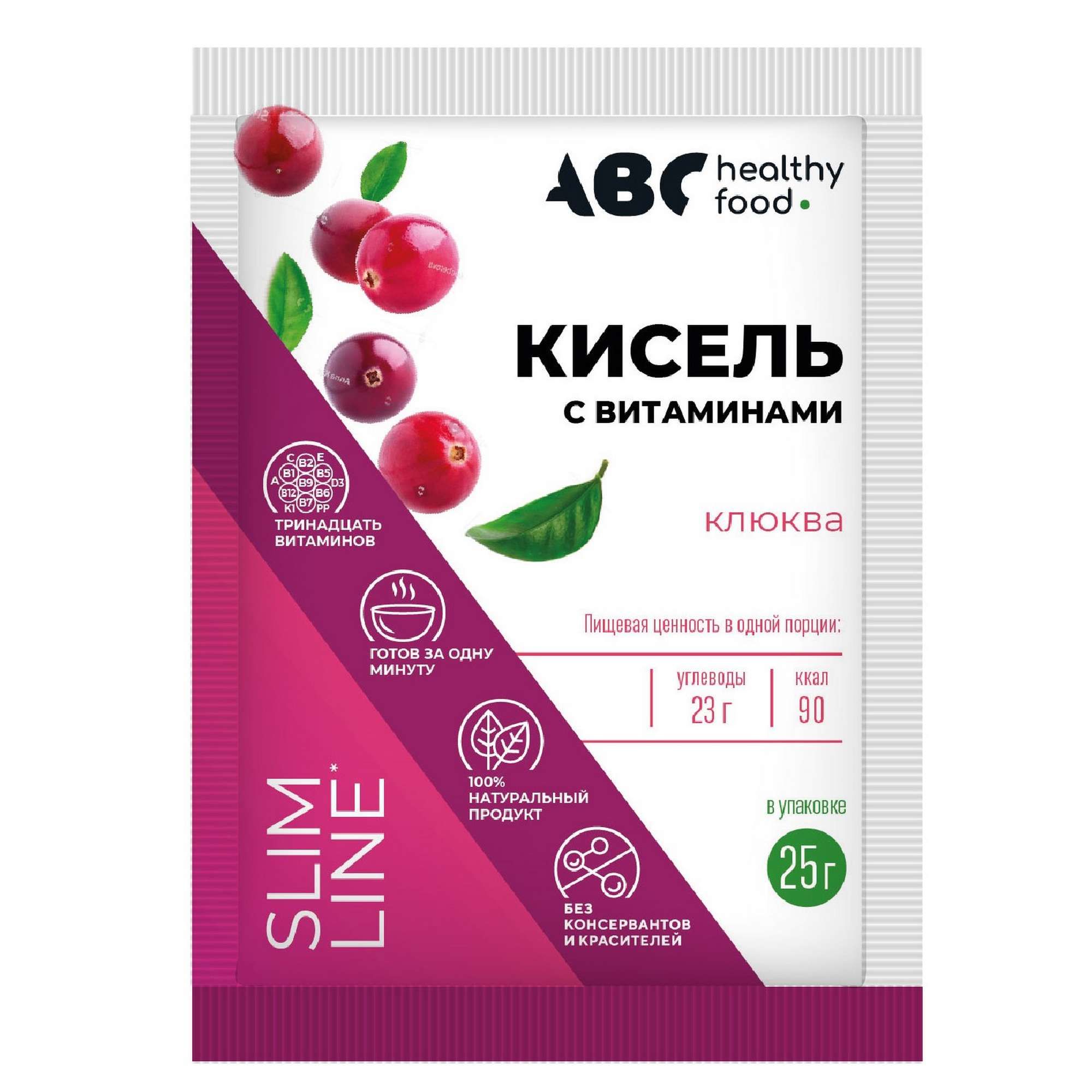 Изображение товара Кисель детский витамины-кальций для детей со вкусом клюквы ABC Healthy Food Витошка 25г