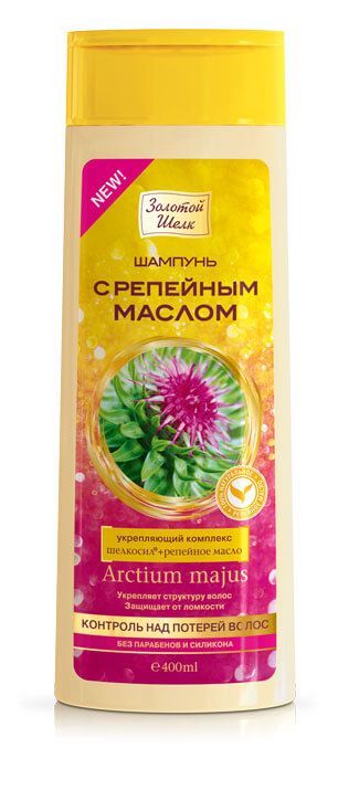 Изображение товара Шампунь Золотой шелк Контроль над потерей волос с репейным маслом 400 мл