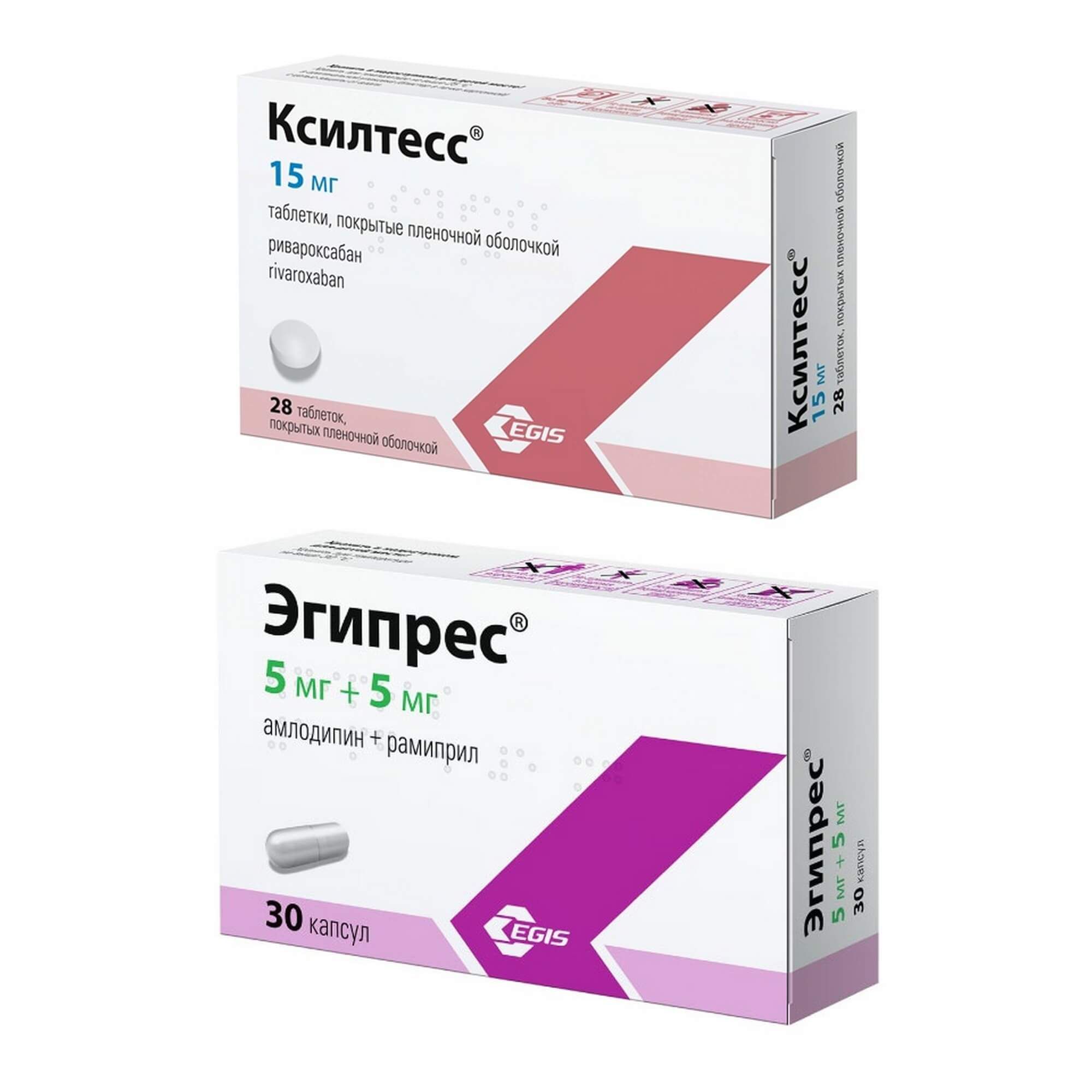 Изображение товара 1X Ксилтесс таблетки п/о плен. 15мг 28шт + 1X Эгипрес капсулы 5мг+5мг 30шт