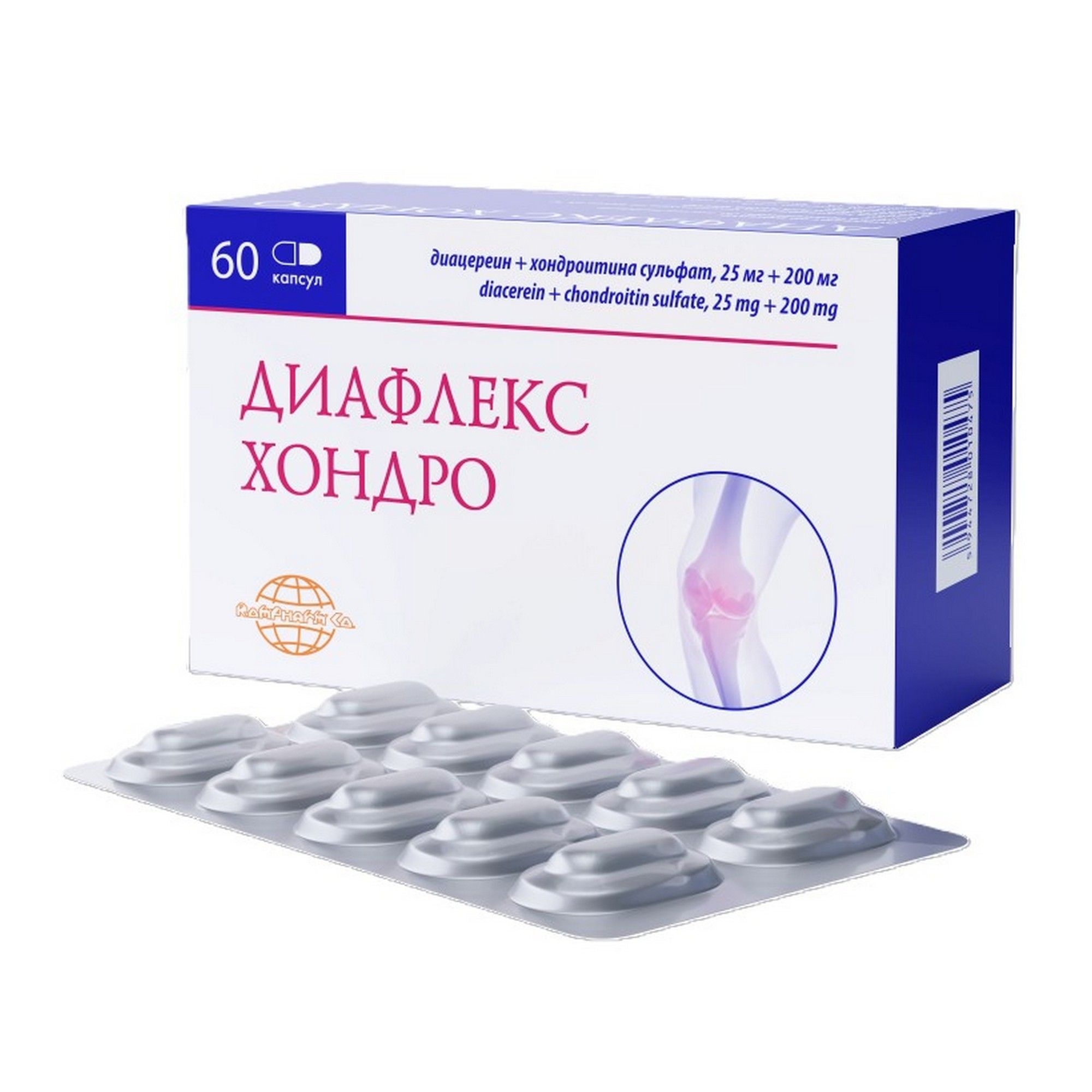 Изображение товара Диафлекс Хондро капсулы 25мг+200мг 60 шт противовоспалительный для суставов