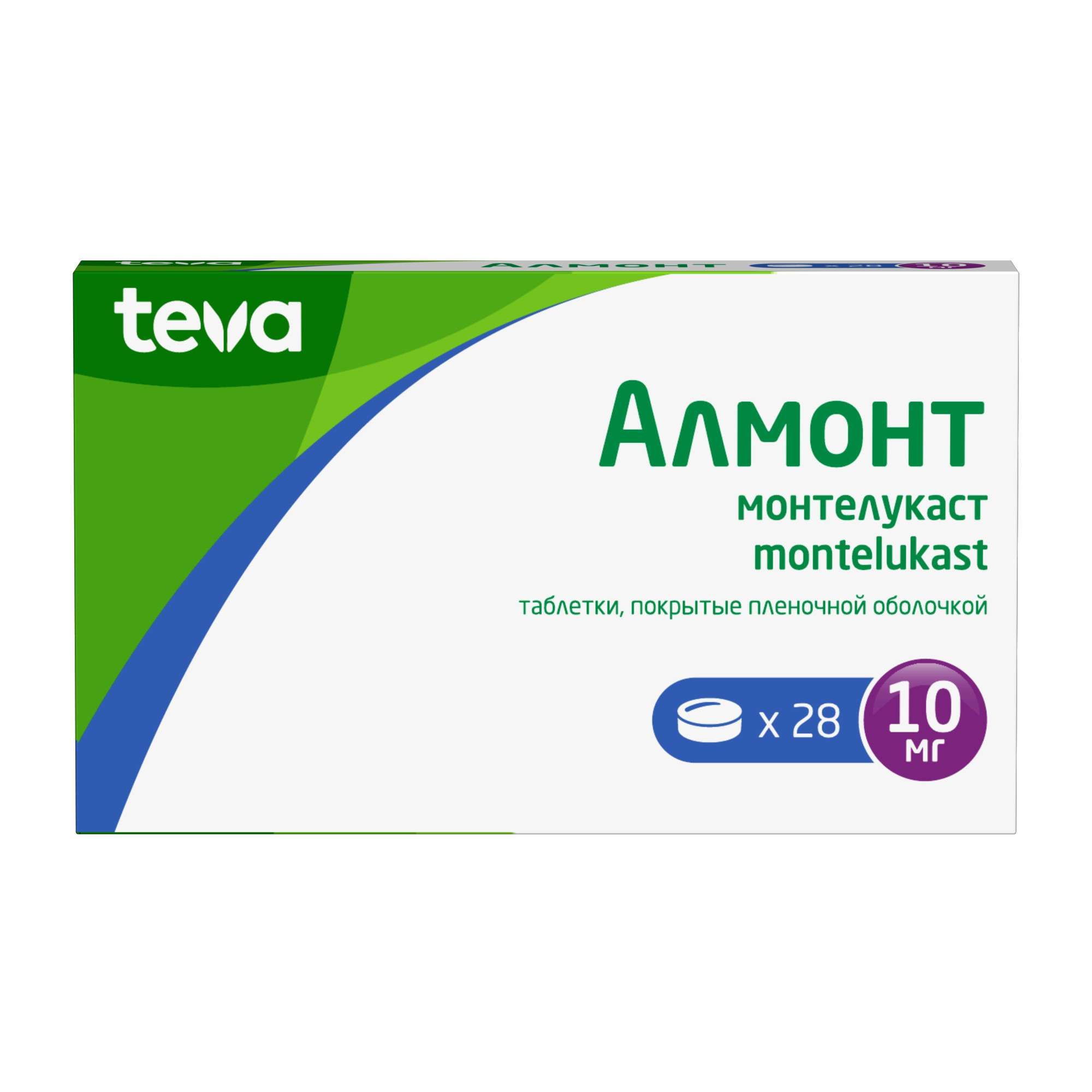 Изображение товара Алмонт таблетки 10 мг для профилактики и лечения бронхиальной астмы и аллергического ринита 28 шт