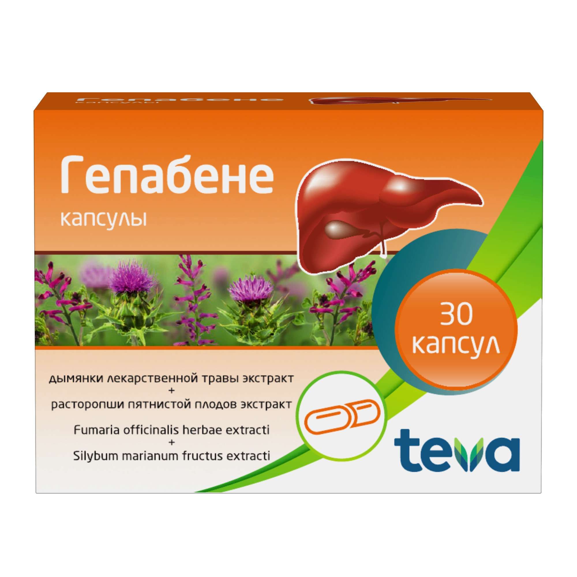 Изображение товара Гепабене капсулы 30 шт натуральный гепатопротектор для печени