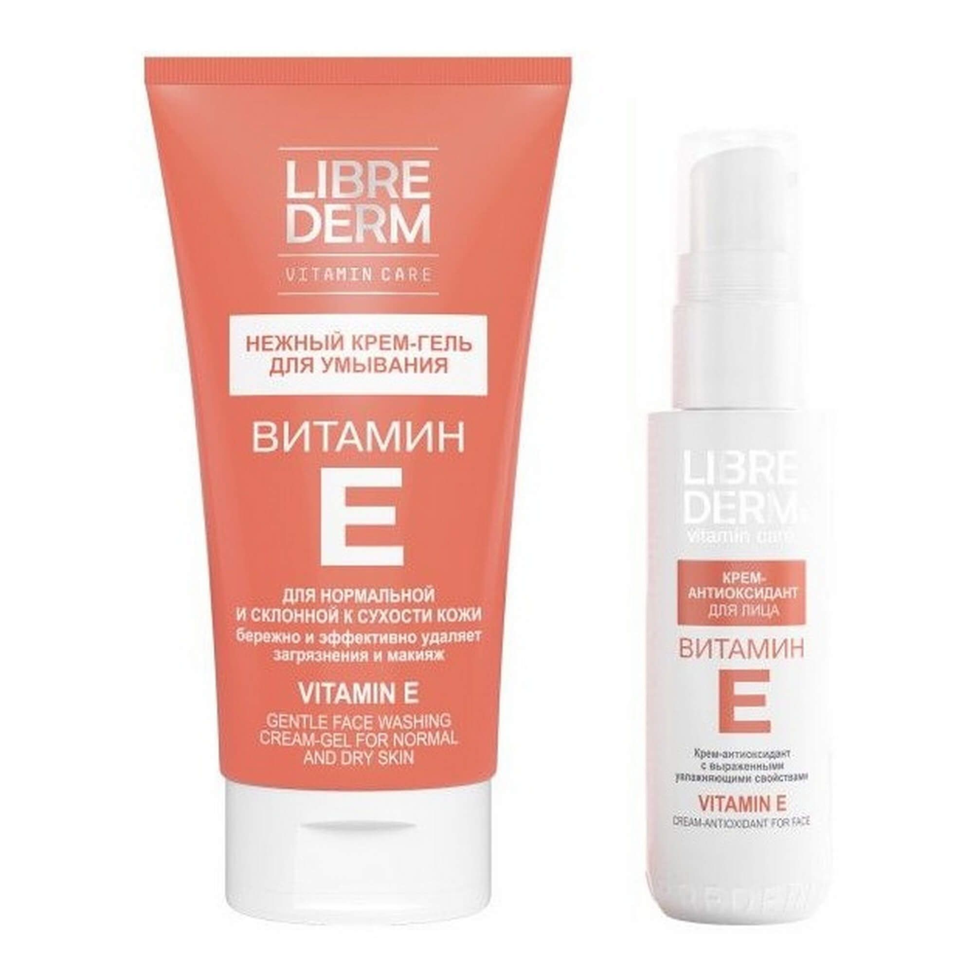 Изображение товара 1X Крем-гель для умывания нежный Витамин Е Librederm/Либридерм туба 150мл + 1X Крем-антиоксидант для лица Librederm/Либридерм Витамин Е 50мл