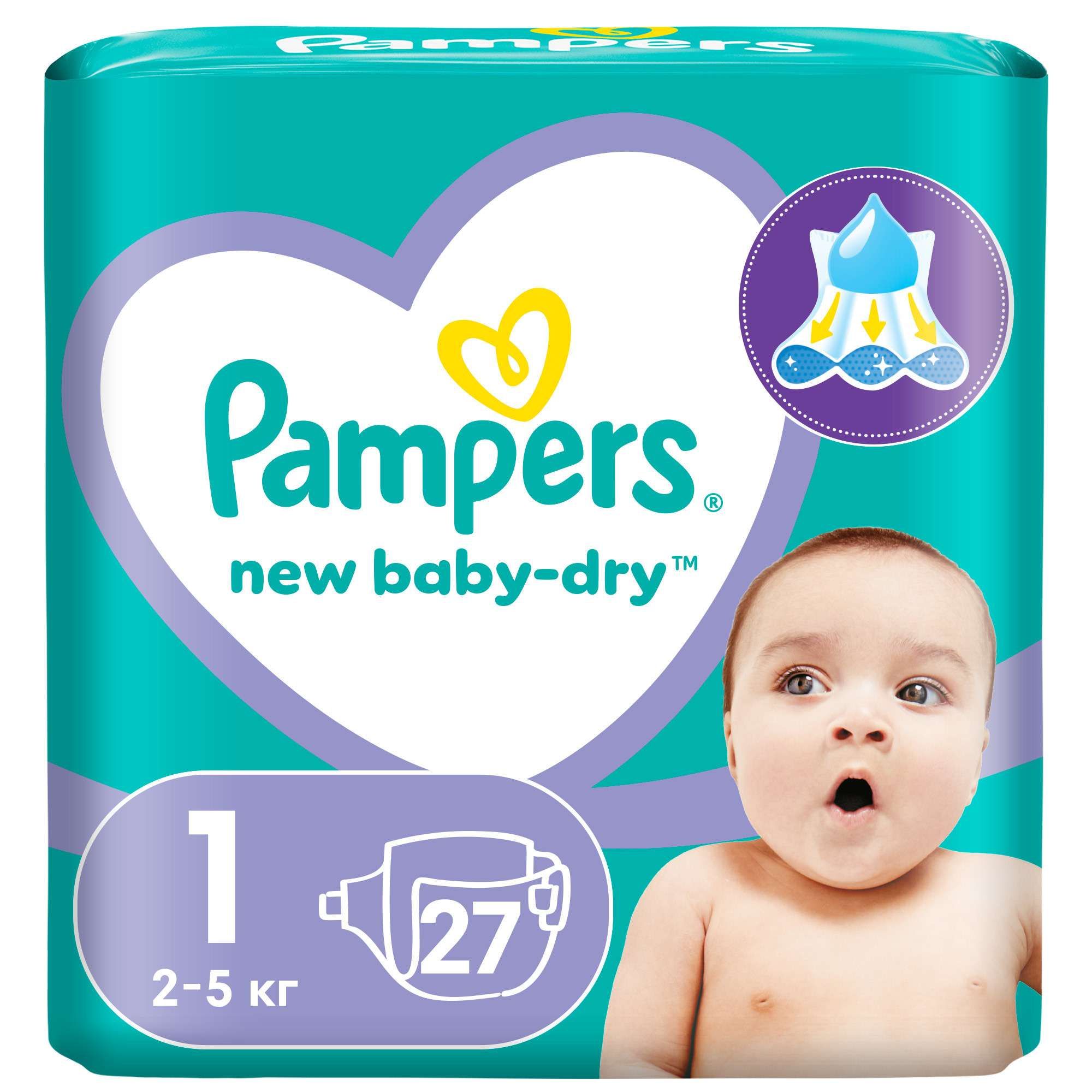 Изображение товара Подгузники 2-5кг New Baby-Dry Pampers/Памперс 27шт