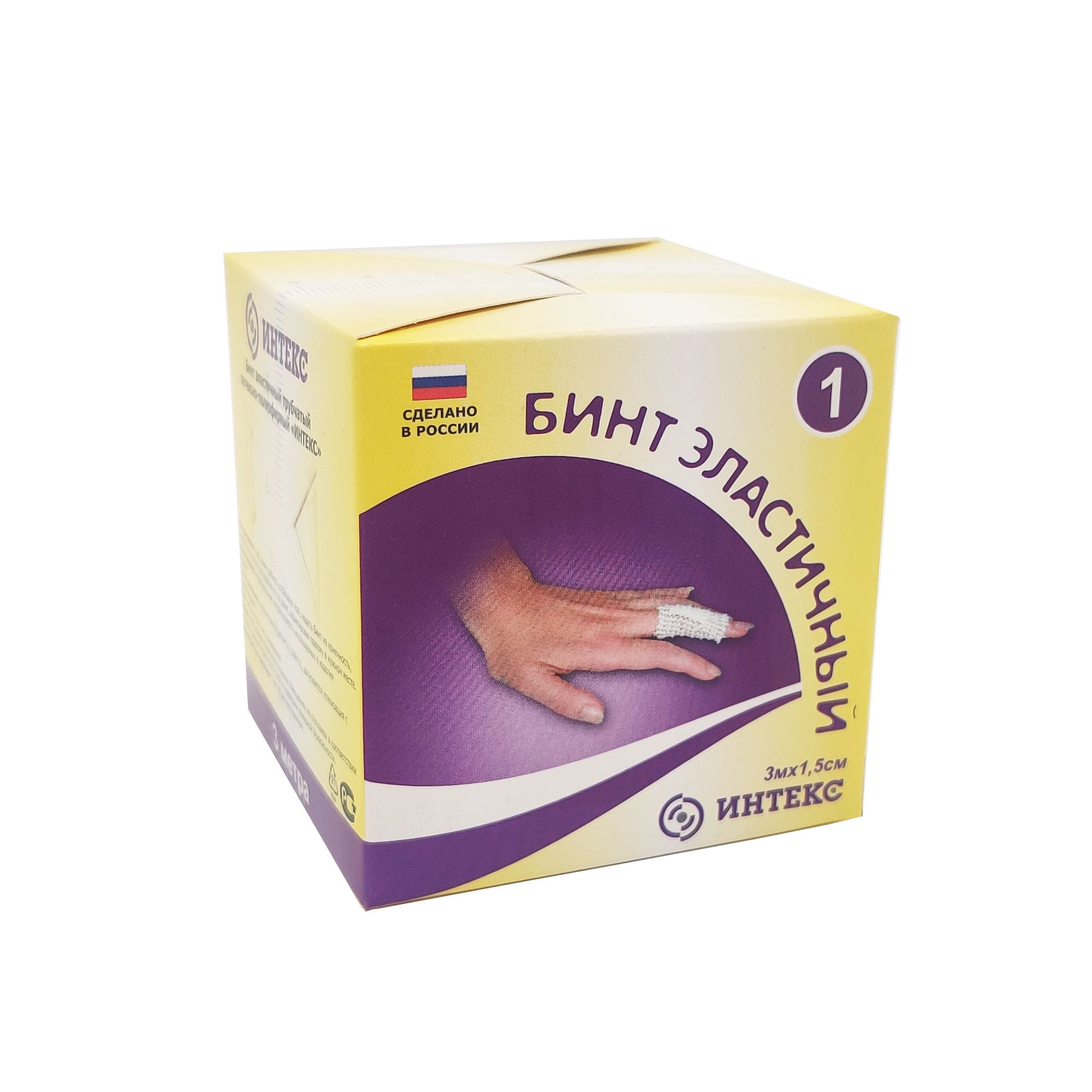 Изображение товара Бинт эластичный трубчатый латексно-полиэфирный нестерильный одноразовый Интекс 3м х 1,5см р.1