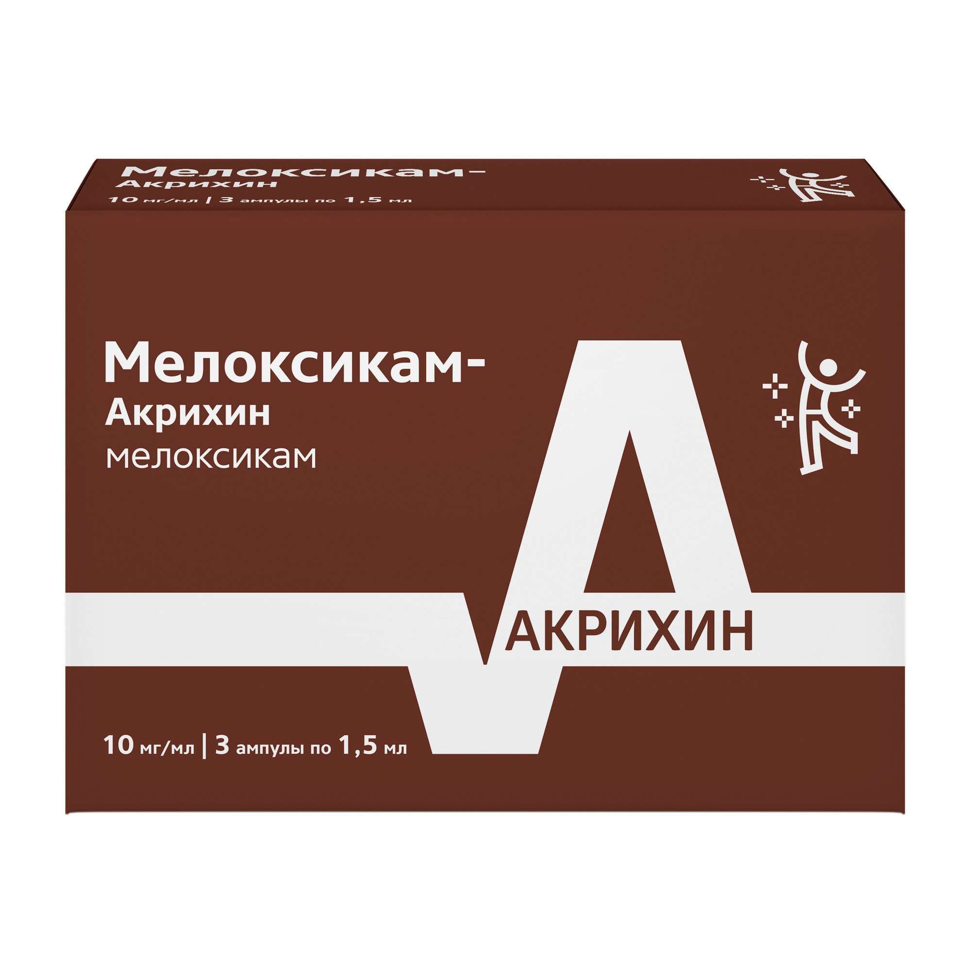 Изображение товара Мелоксикам-Акрихин раствор для в/м введ. 10мг/мл 1,5мл 3шт