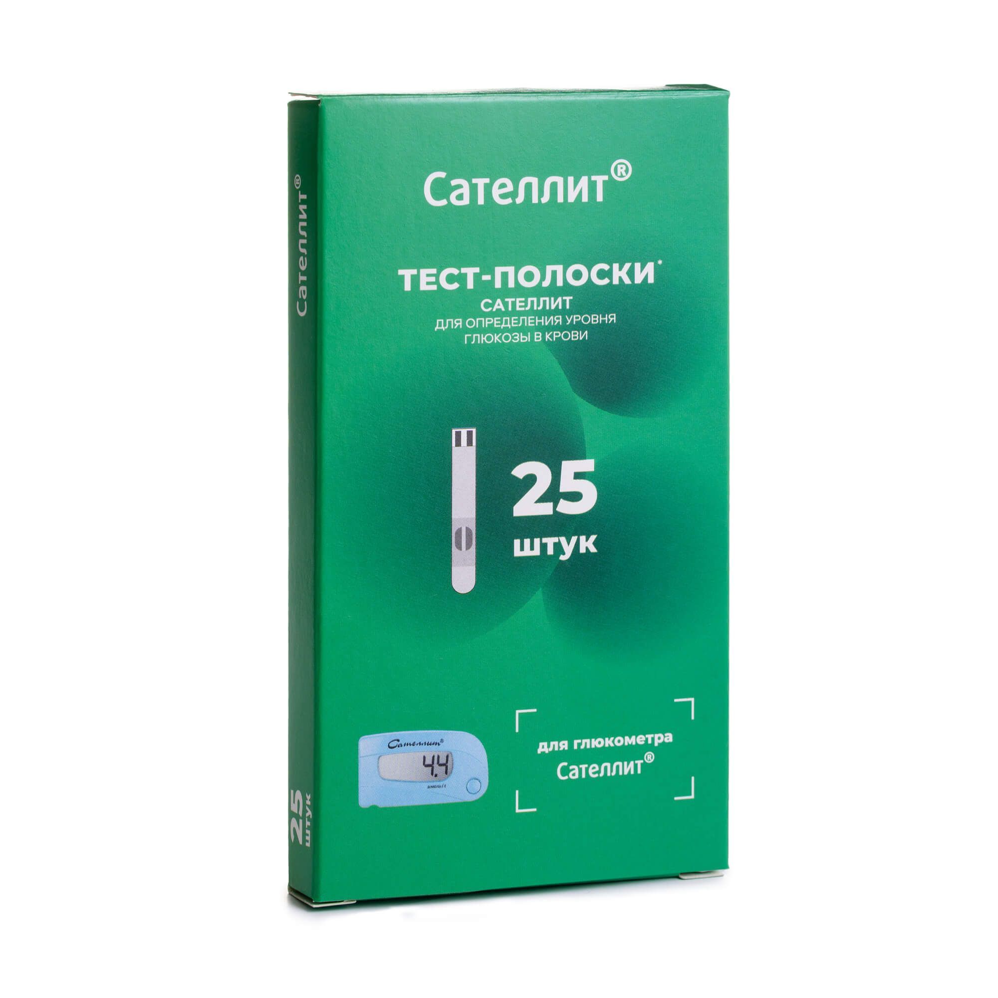 Изображение товара Тест-полоски для глюкометра ПГК-02 Сателлит 25шт