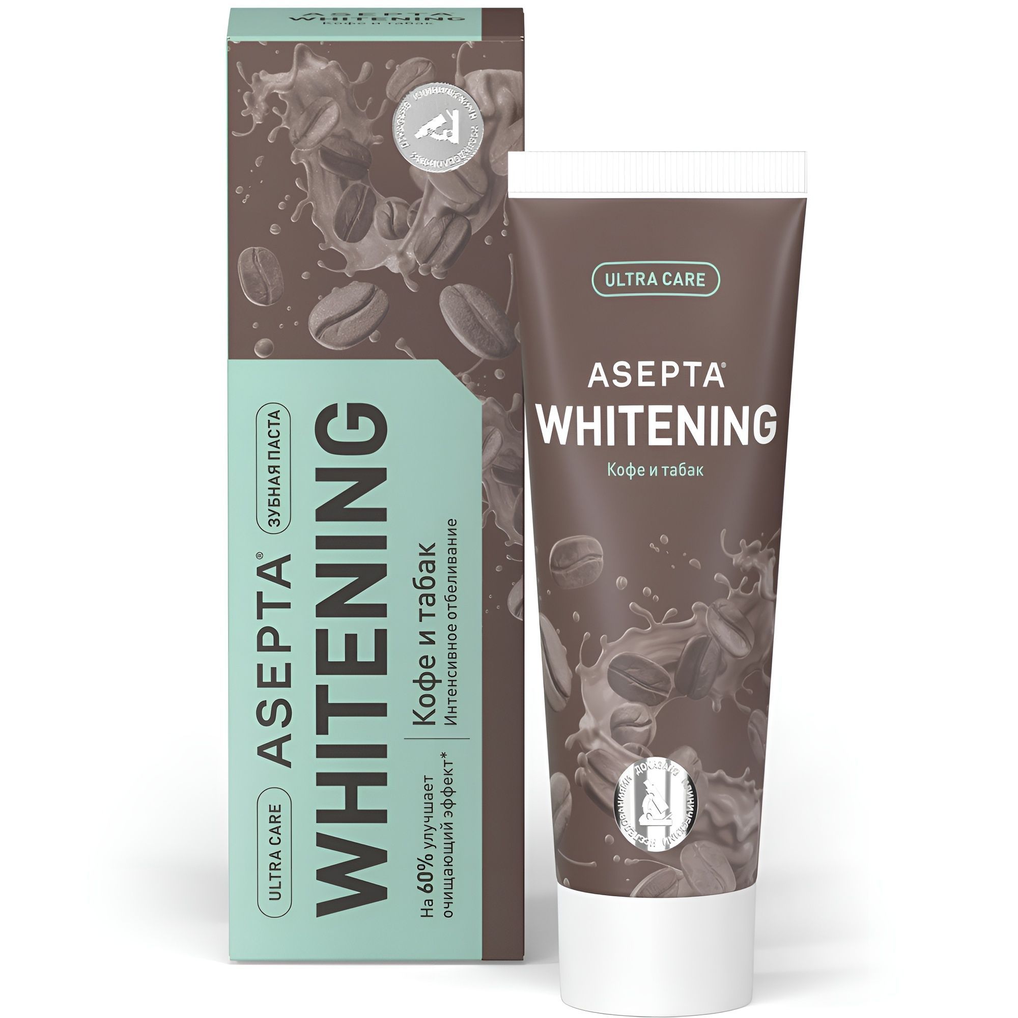 Изображение товара Зубная паста Асепта кофе и табак Plus 75 г для отбеливания и свежего дыхания