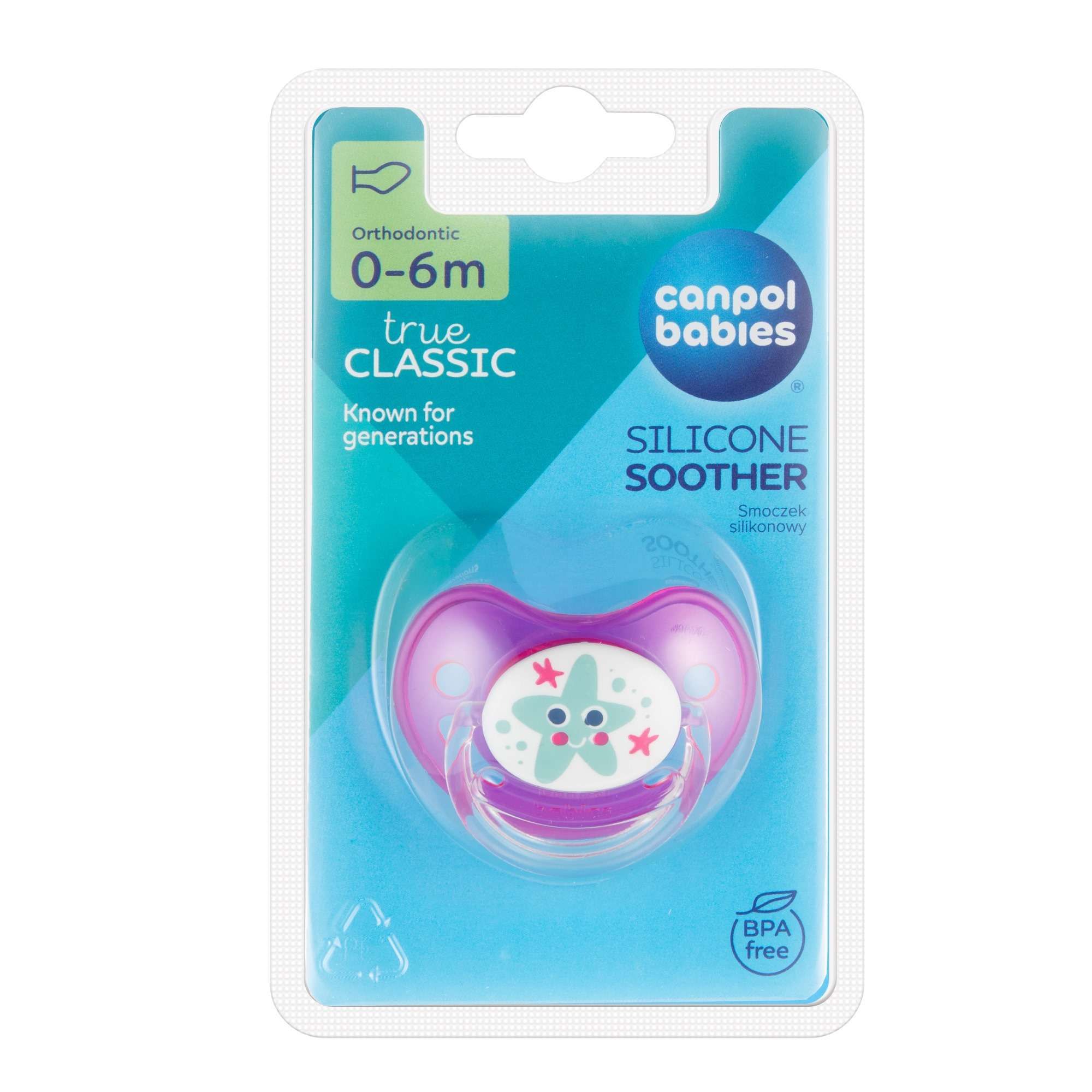 Изображение товара Cоска-пустышка силиконовая ортодонтическая розовая 0-6 мес. Love&Sea Babies Canpol/Канпол