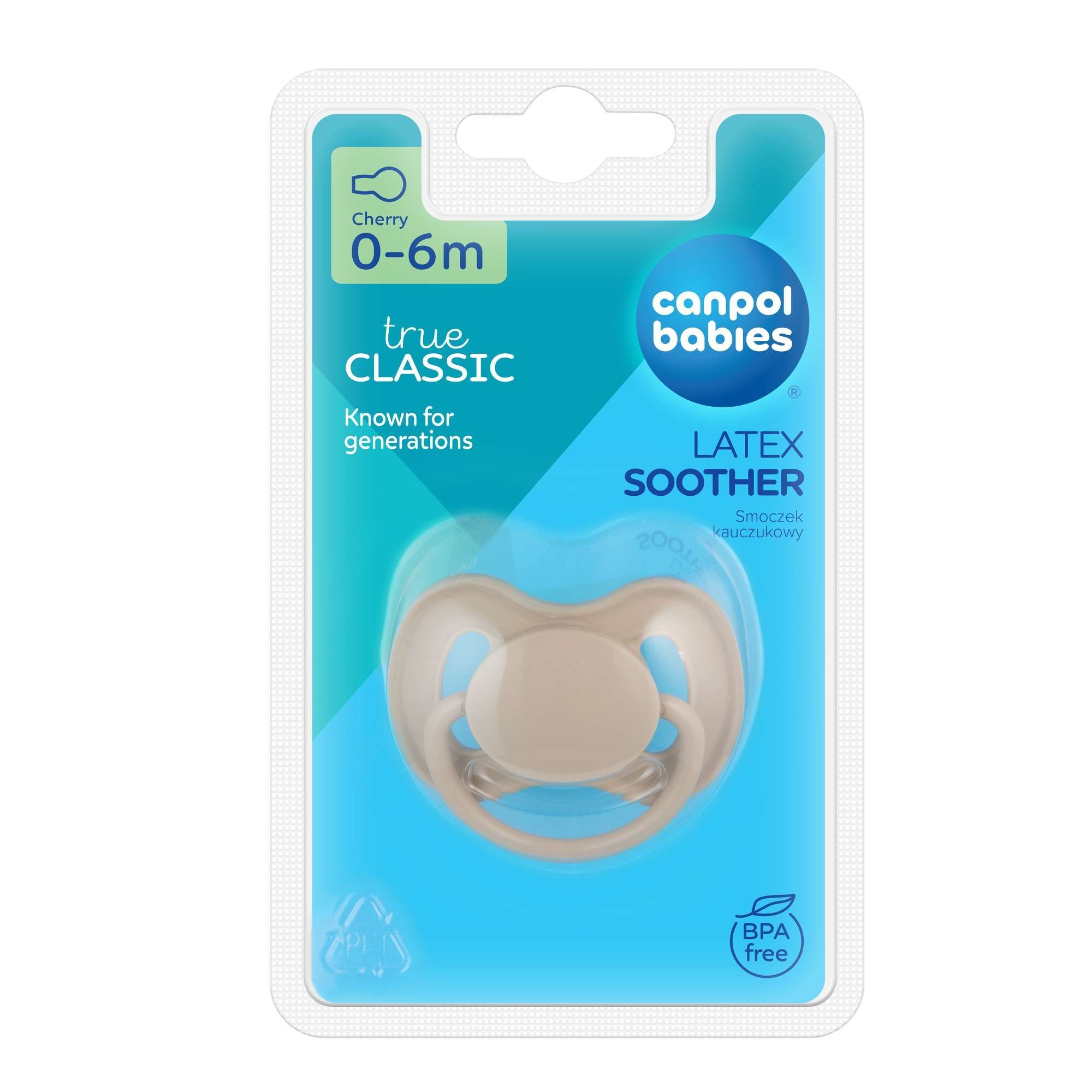 Изображение товара Латексная круглая соска-пустышка Bежевый 0-6 мес Classiс Babies Canpol Польша