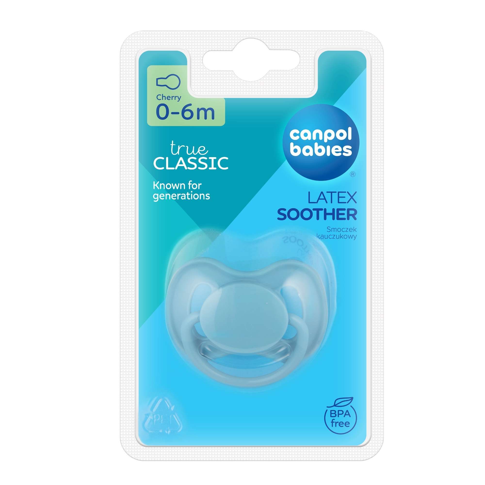 Изображение товара Латексная круглоя голубая соска-пустышка 0-6 мес Canpol Babies