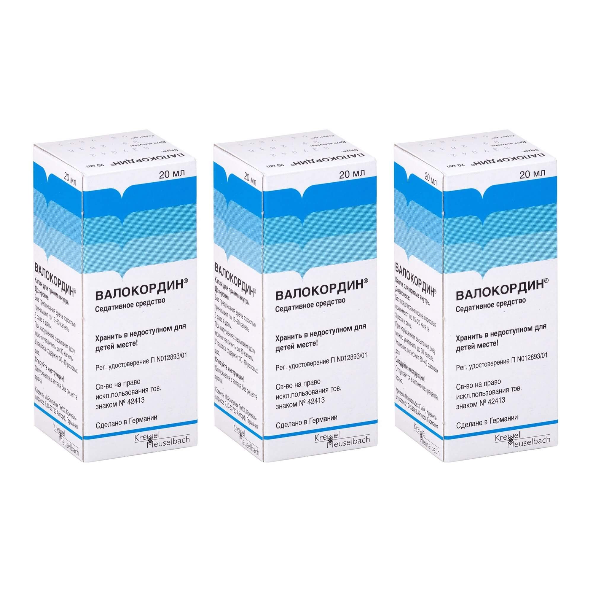 Изображение товара 3Х Валокордин капли для приема внутрь 18,4мг/мл+18,4мг/мл 20мл