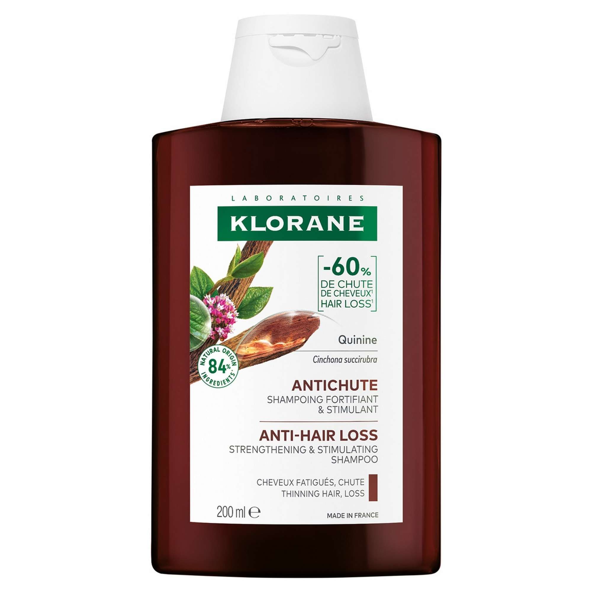 Изображение товара Укрепляющий шампунь с хинином Klorane для стимуляции роста и профилактики выпадения волос 200мл