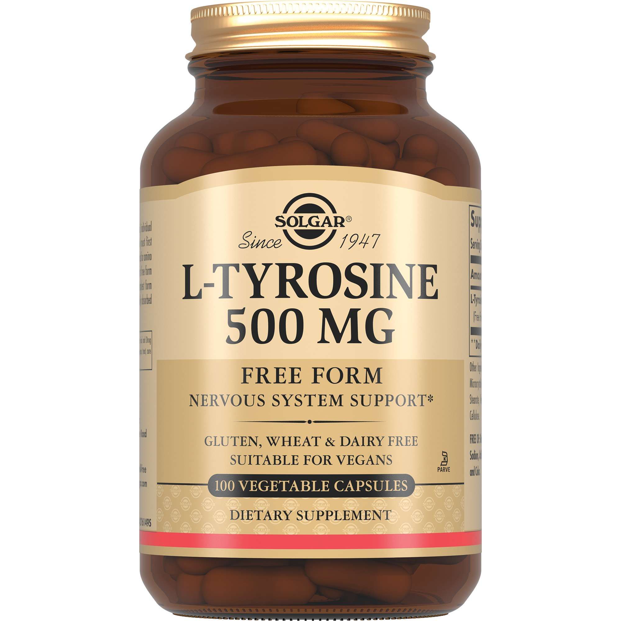 Изображение товара L-тирозин 500мг Solgar капсулы 716мг 100 шт для настроения и выносливости